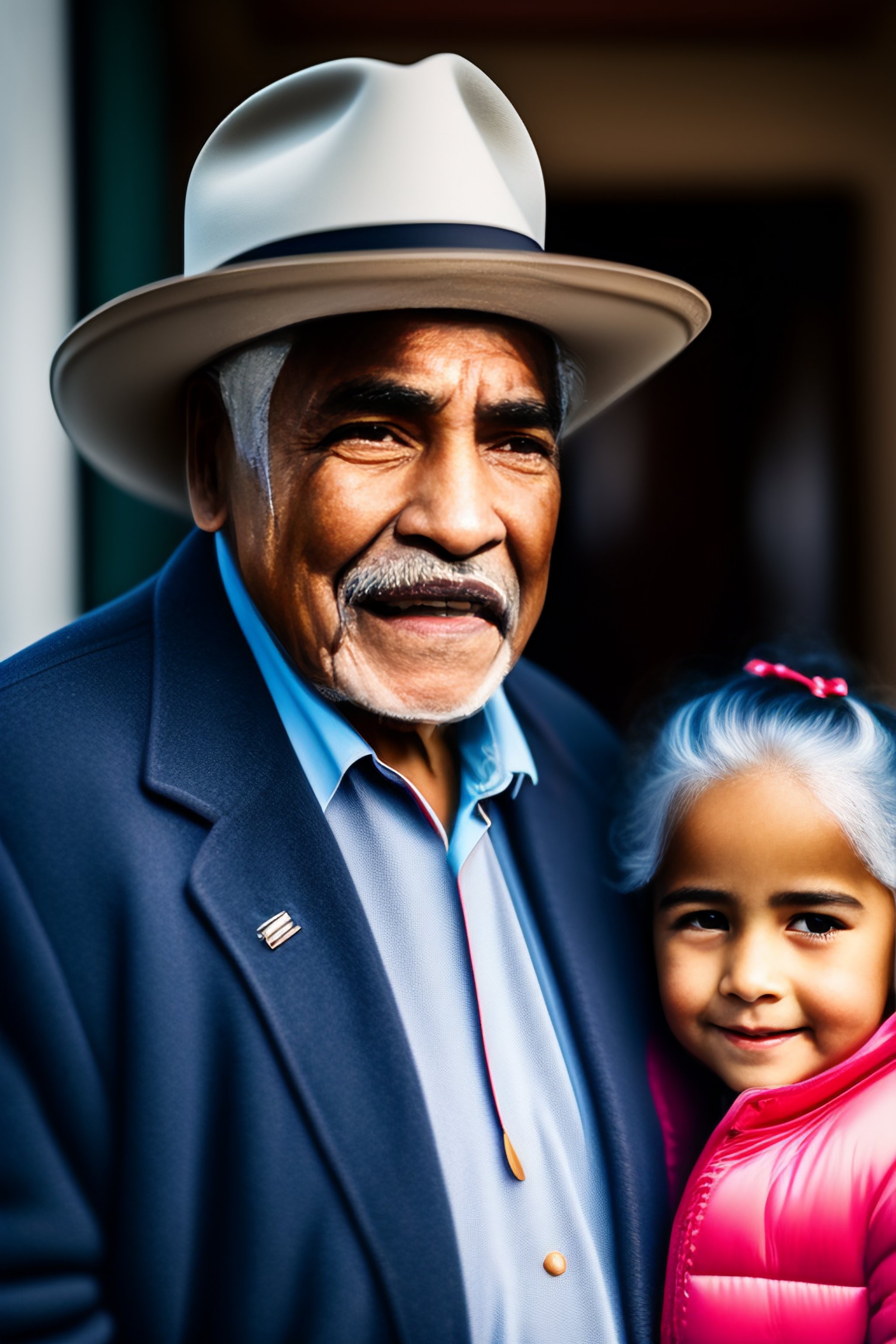 lexica-portrait-of-an-old-man-latino-little-girl-and-a-remote