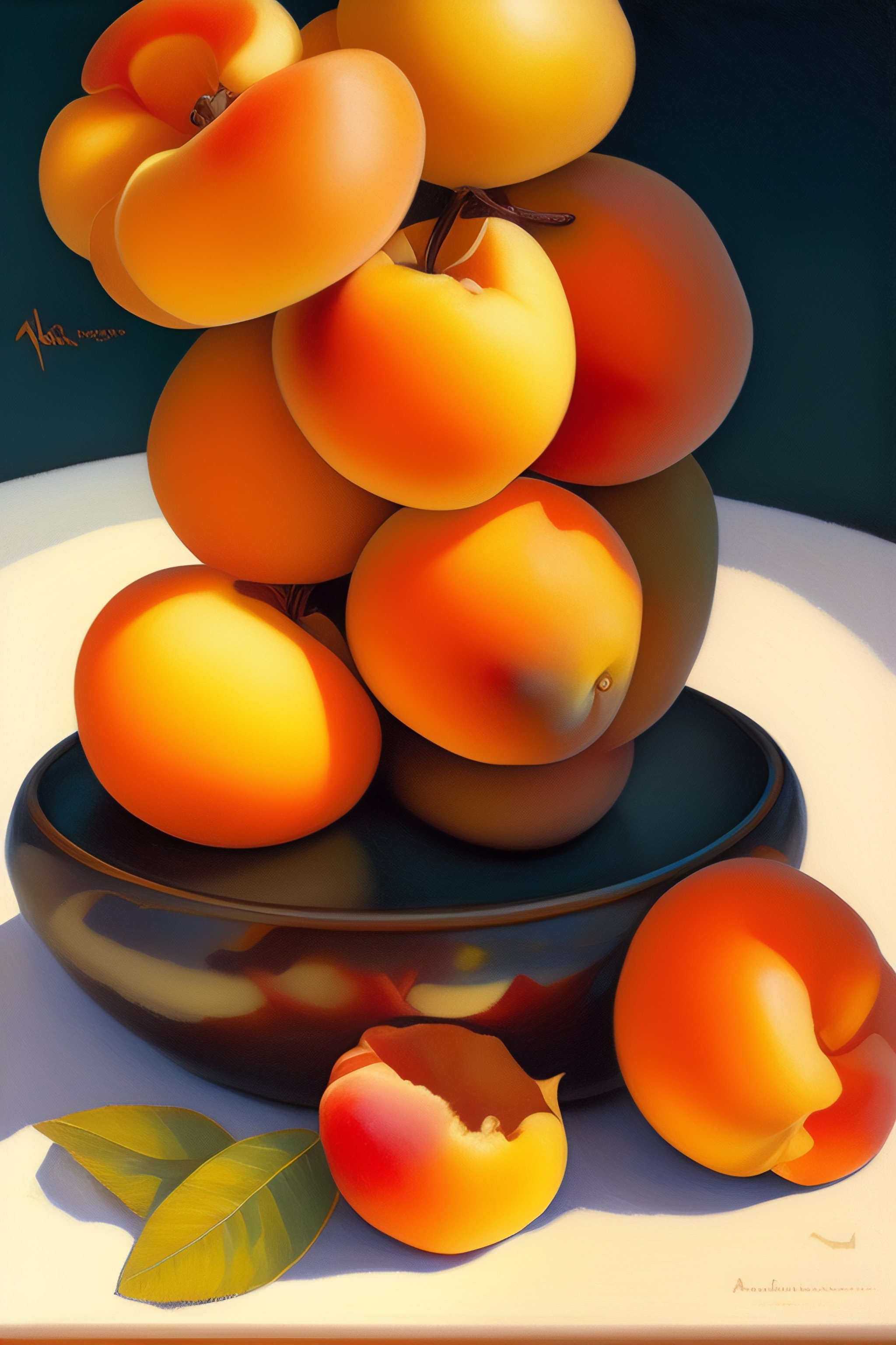 Lexica - Pile of apricots, drawing, white background, norman rockwell ...