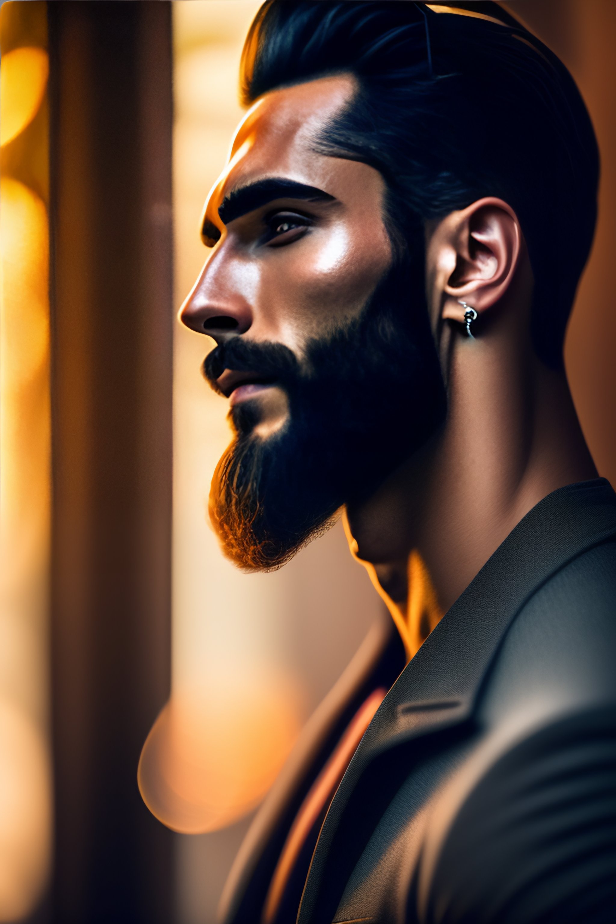 Lexica - 4k photo tall handsome gigachad long black beard