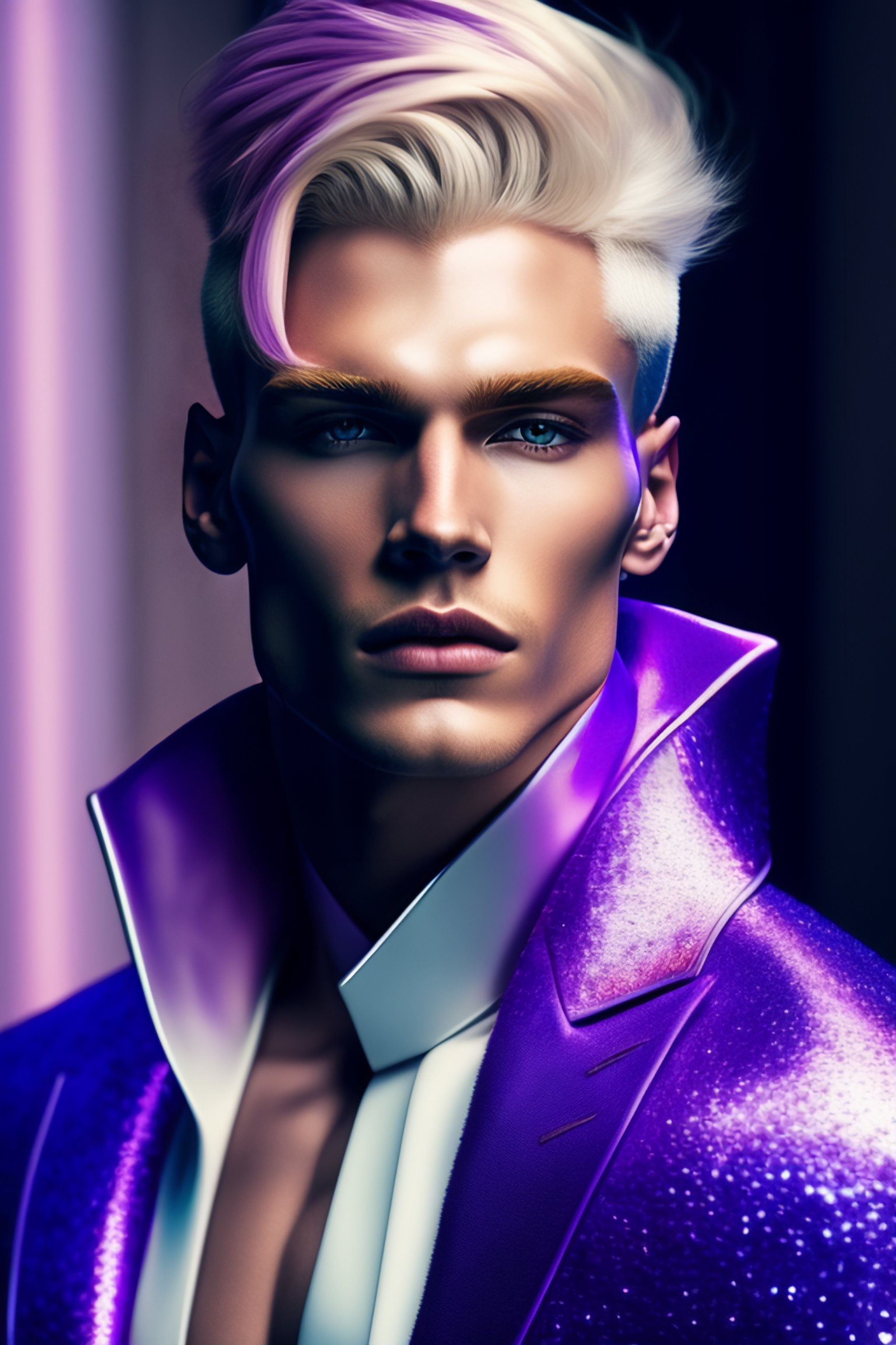 Lexica - A masculine haute couture blond man with pale skin inside an ...