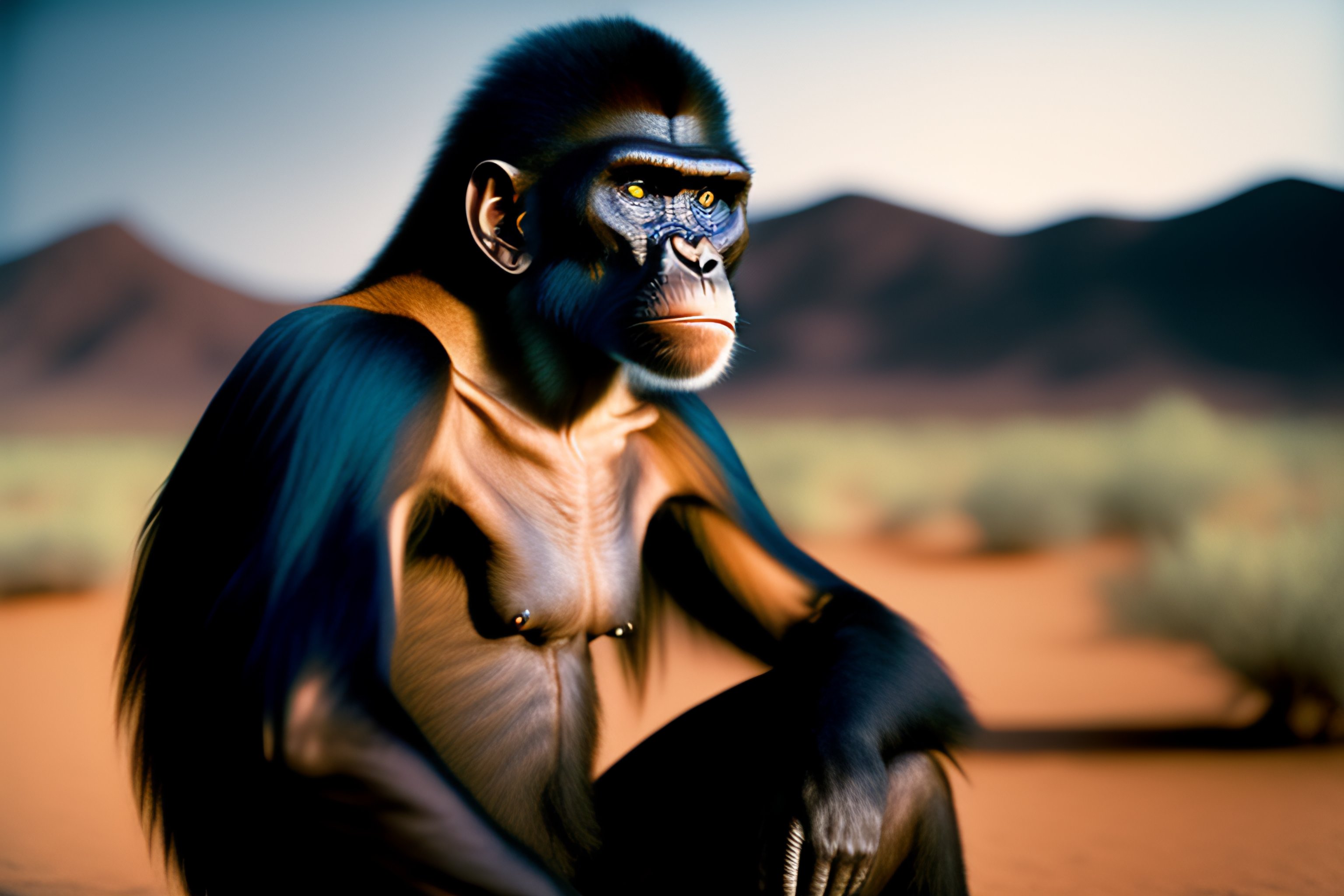 Lexica Full Body Photo Of Lucy The Australopithecus Afarensis Looking Deeply To The Camera