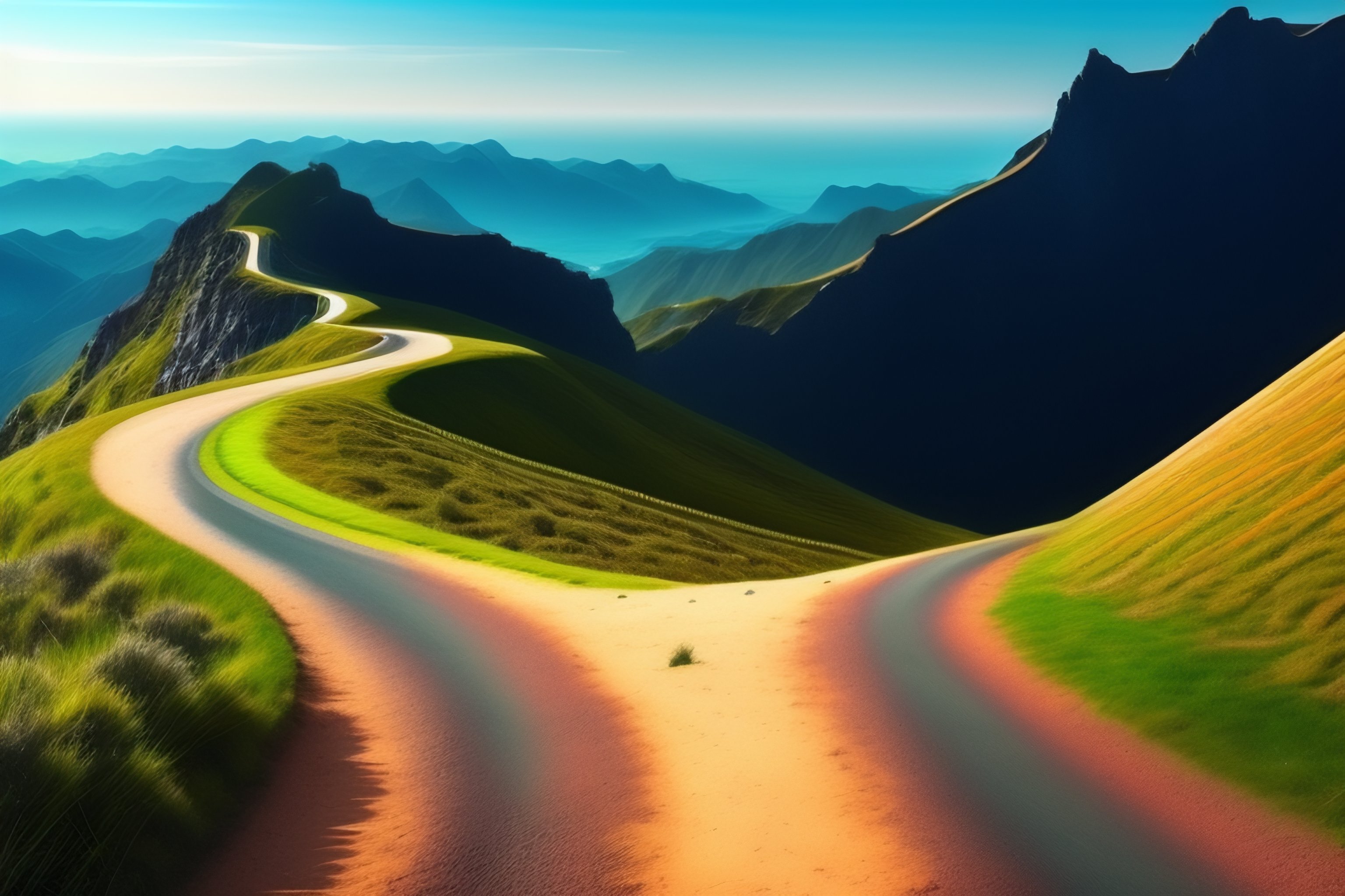 Lexica - Imagine of a winding path towards the future with various ...