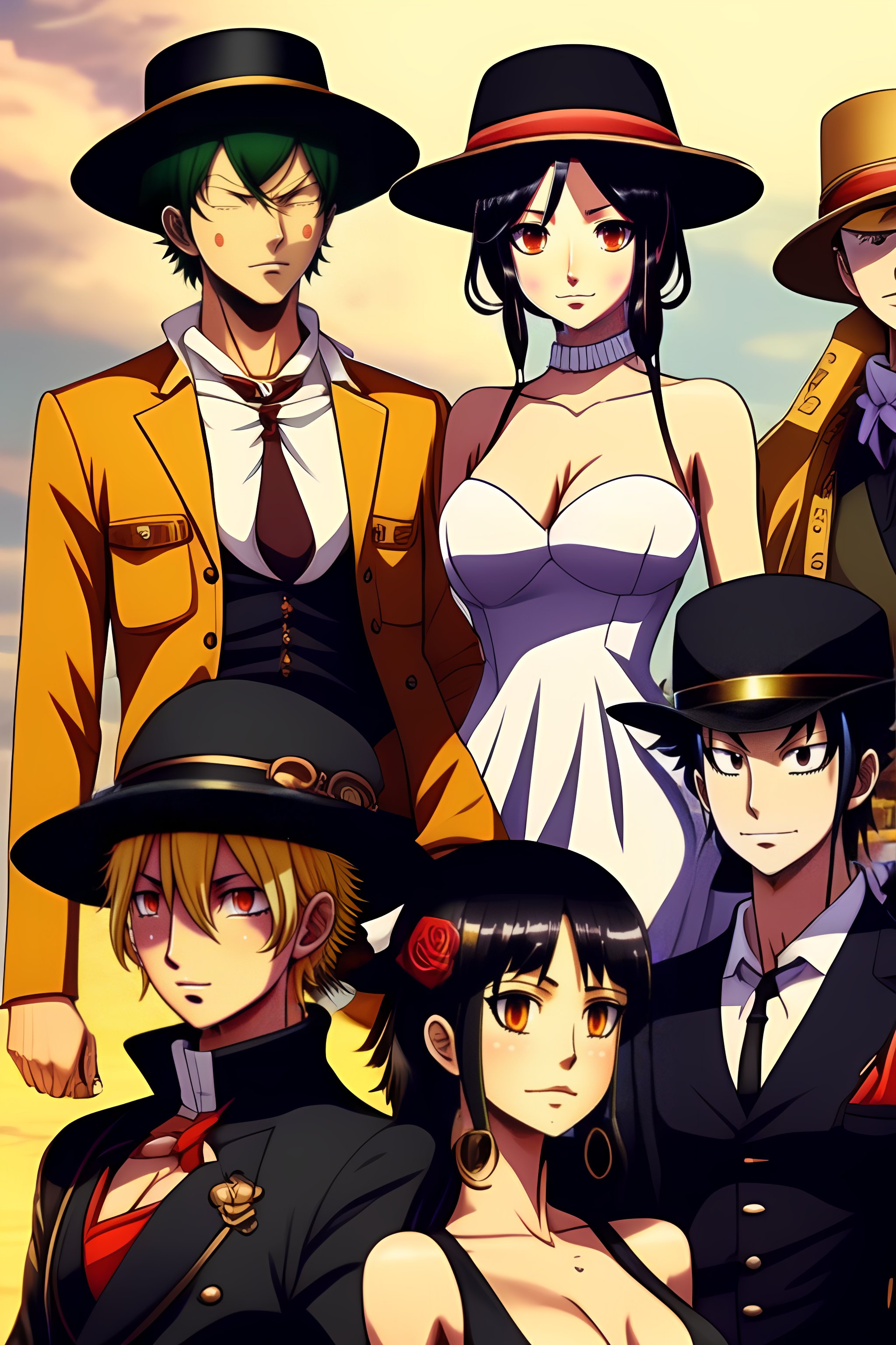 Lexica - Straw hat group from one piece anime in modern dress