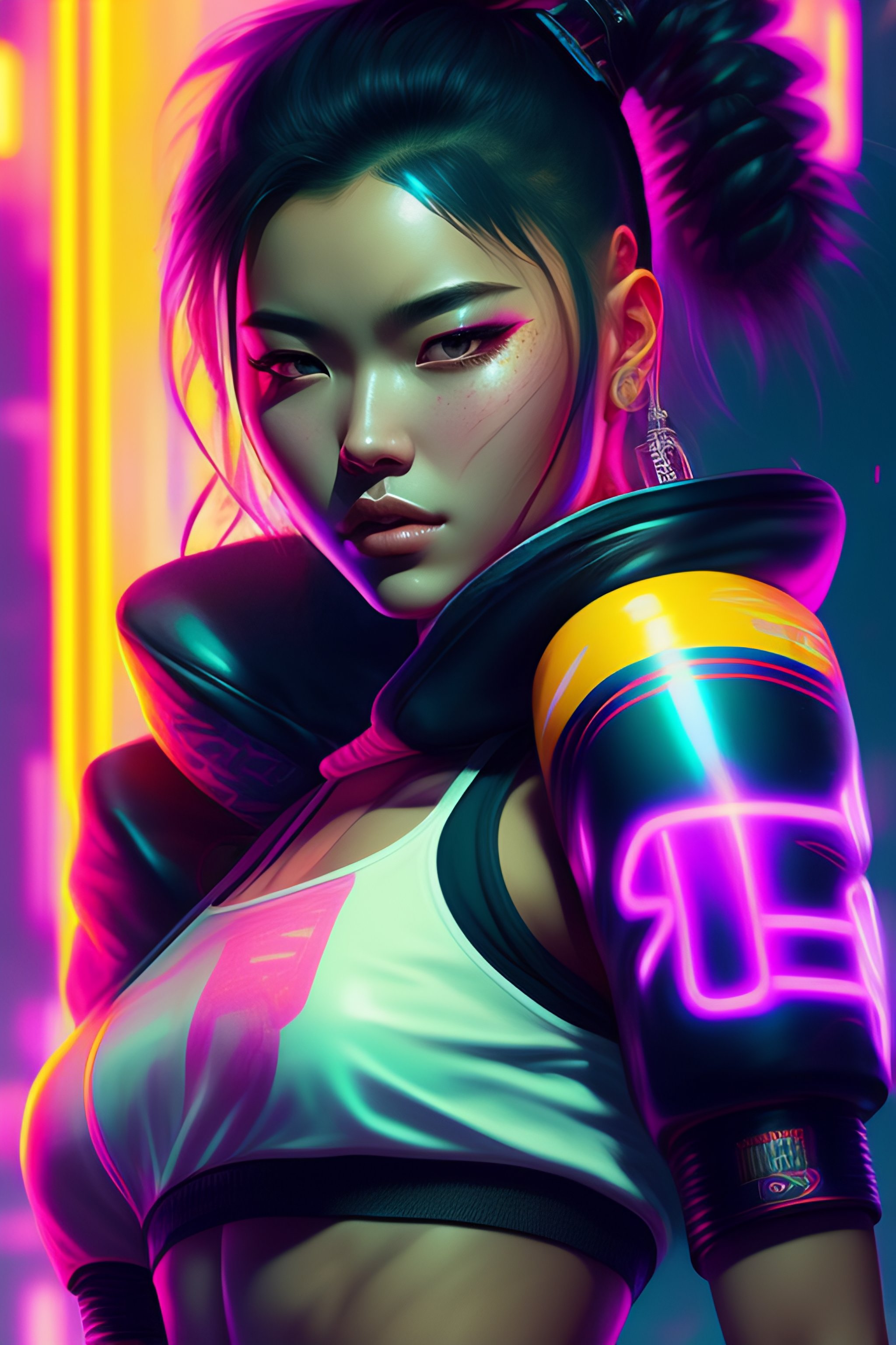 Lexica - Detailed portrait Neon boxer Girl, cyberpunk futuristic neon ...