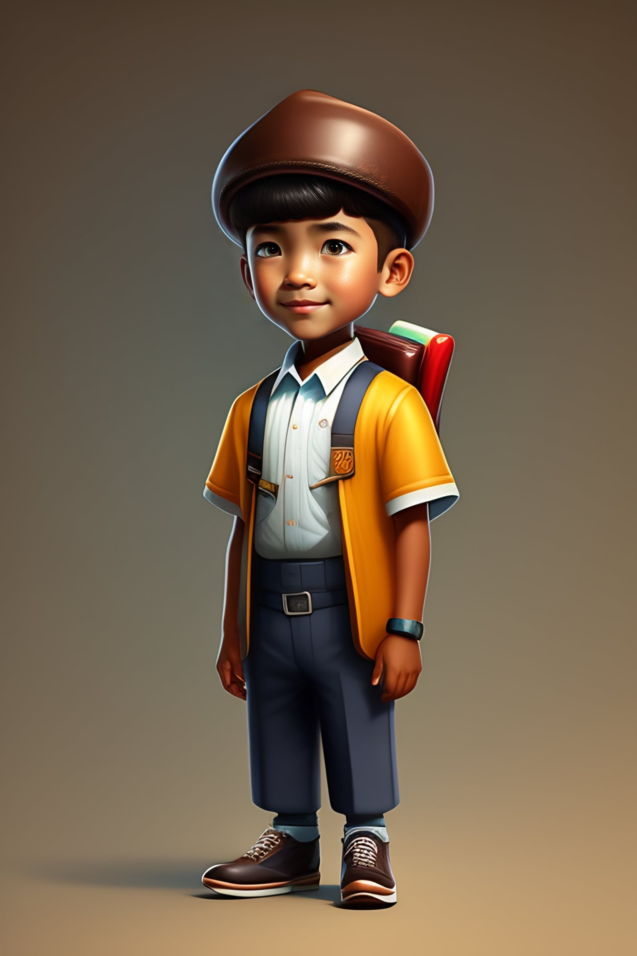 Lexica Character for a board game, a boy a schoolboy who studies at