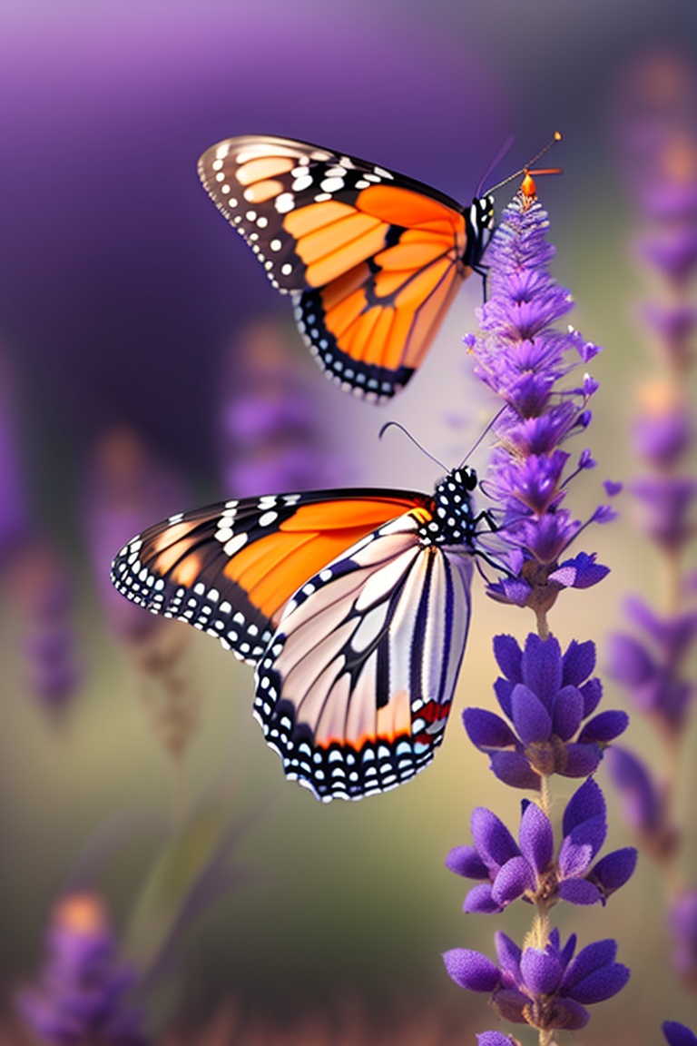 Lexica - Monarch butterfly with wings spread in flight over a field of ...