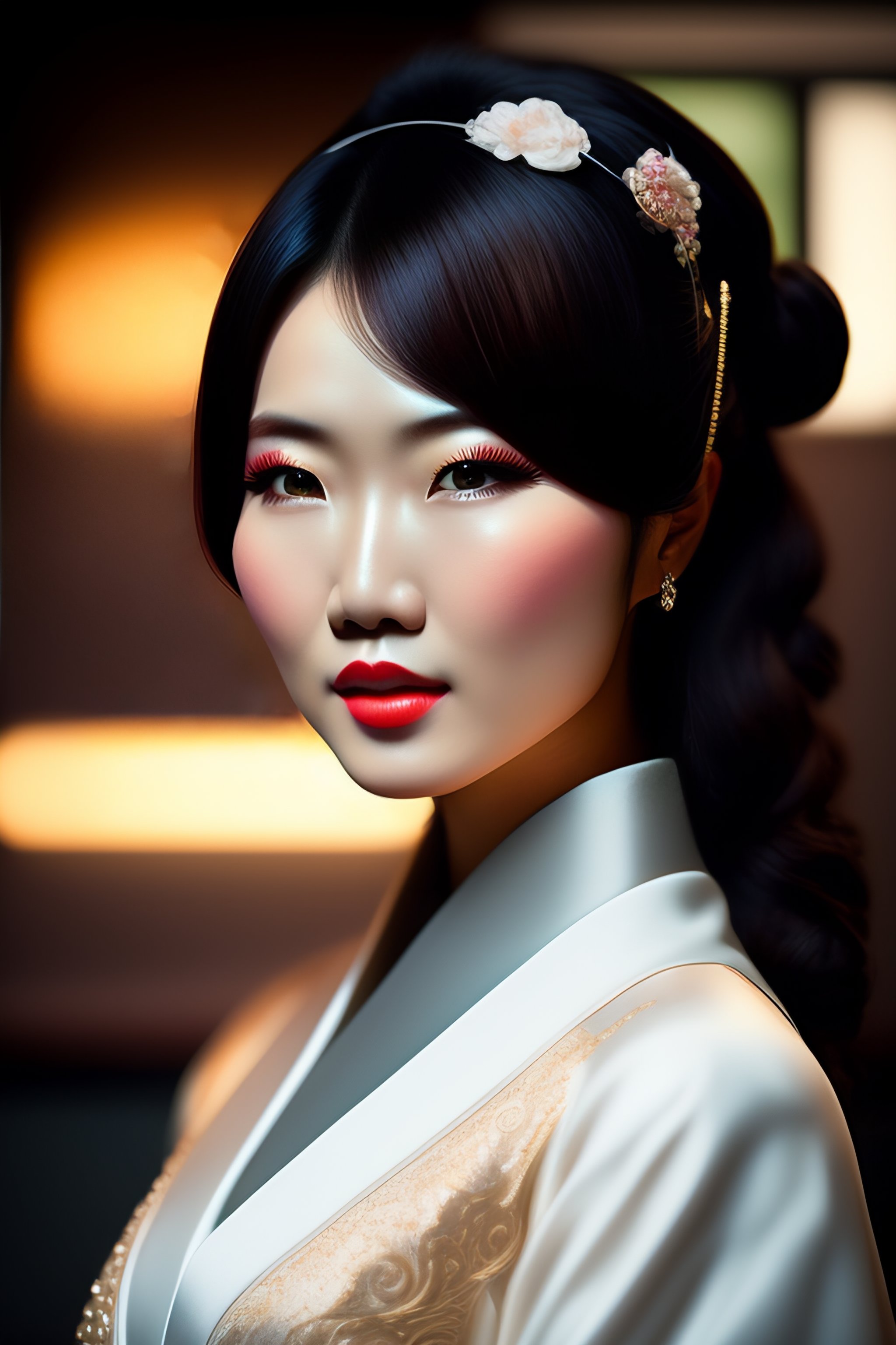 Lexica Beautiful woman, dressed like Japanese,