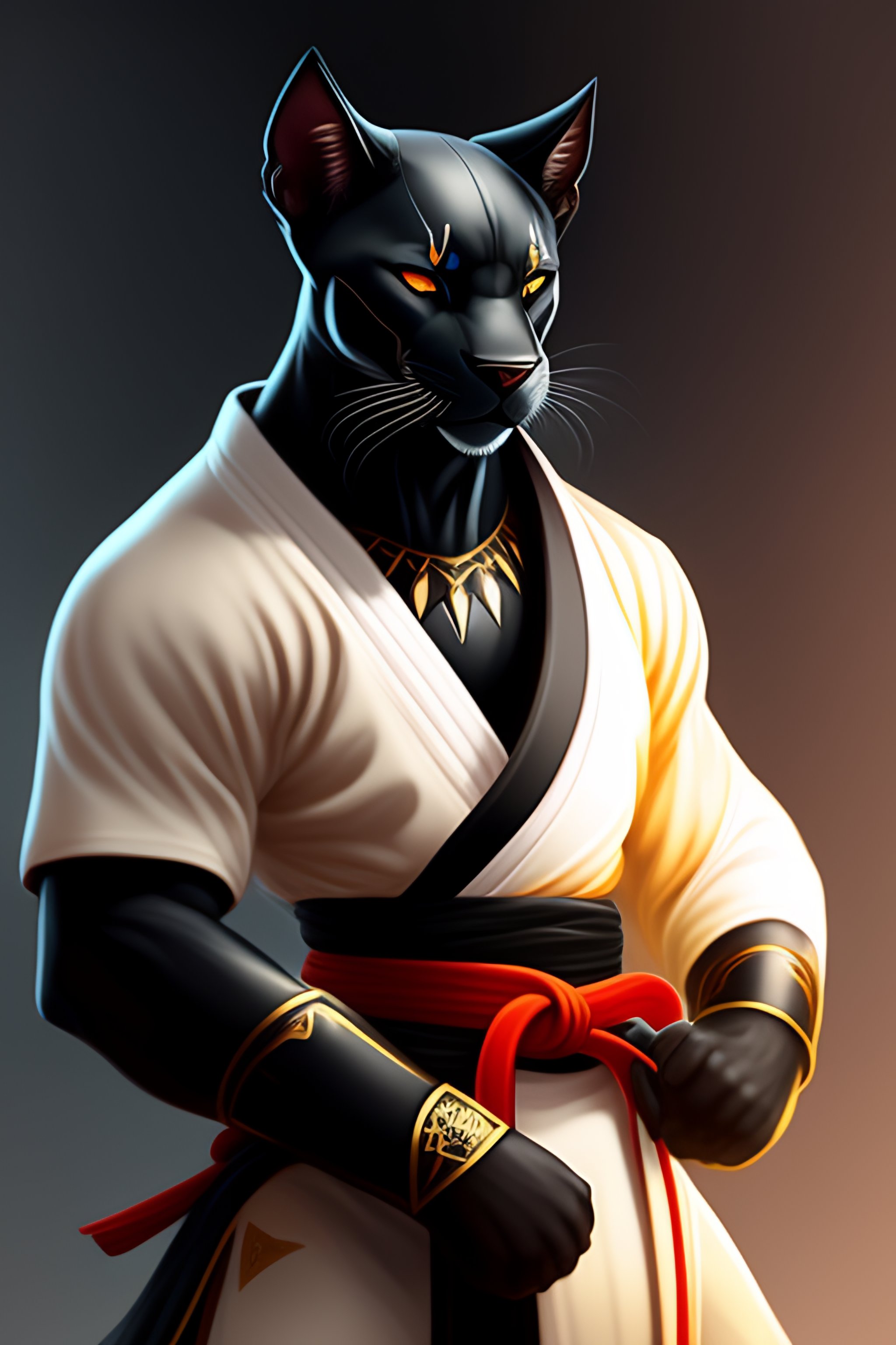 Lexica Awardwinning photo of a martial arts sensei, black panther
