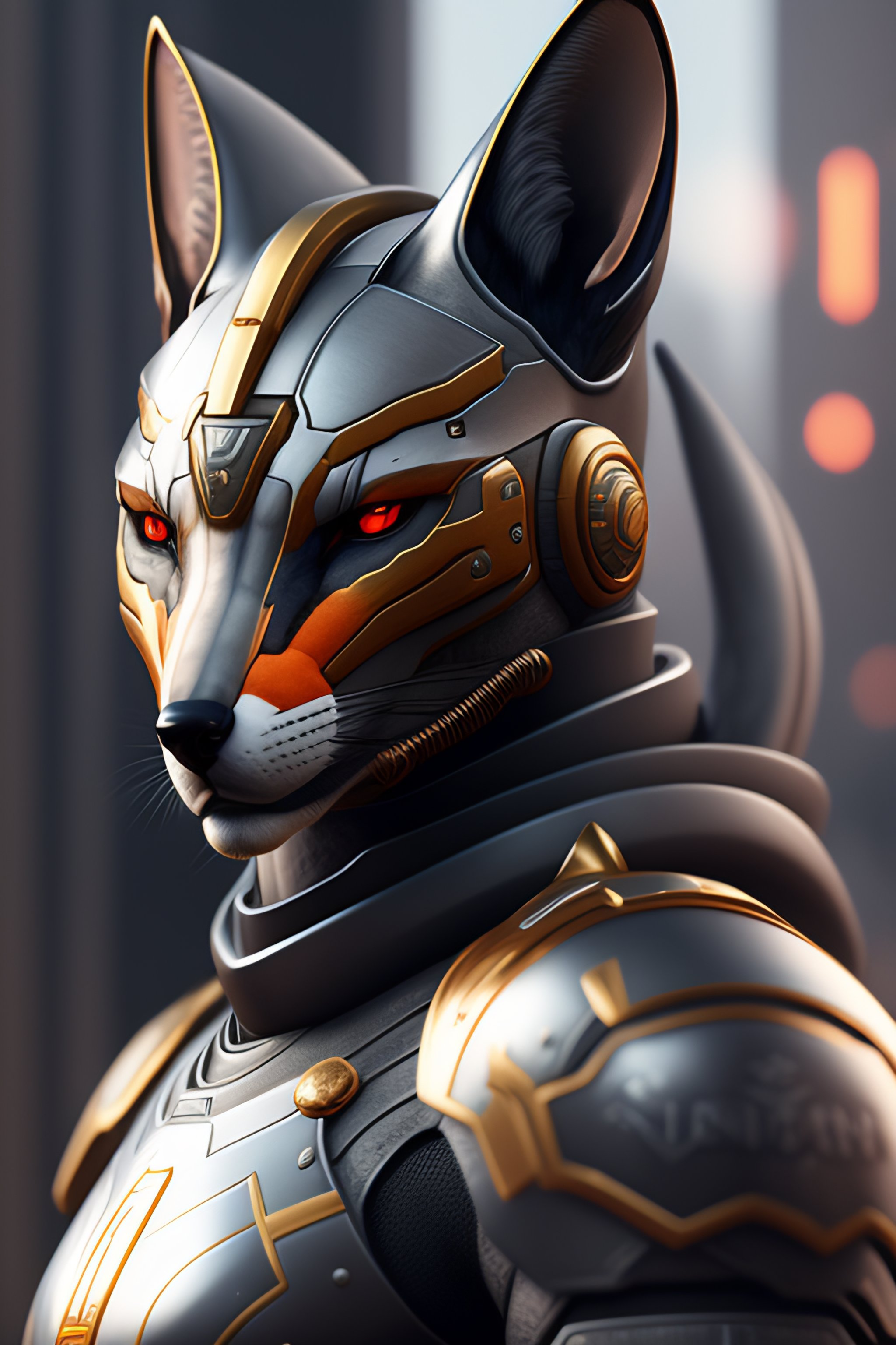 Lexica - 280 / 5 000 Portrait painting of a cybernetic gray fox with ...