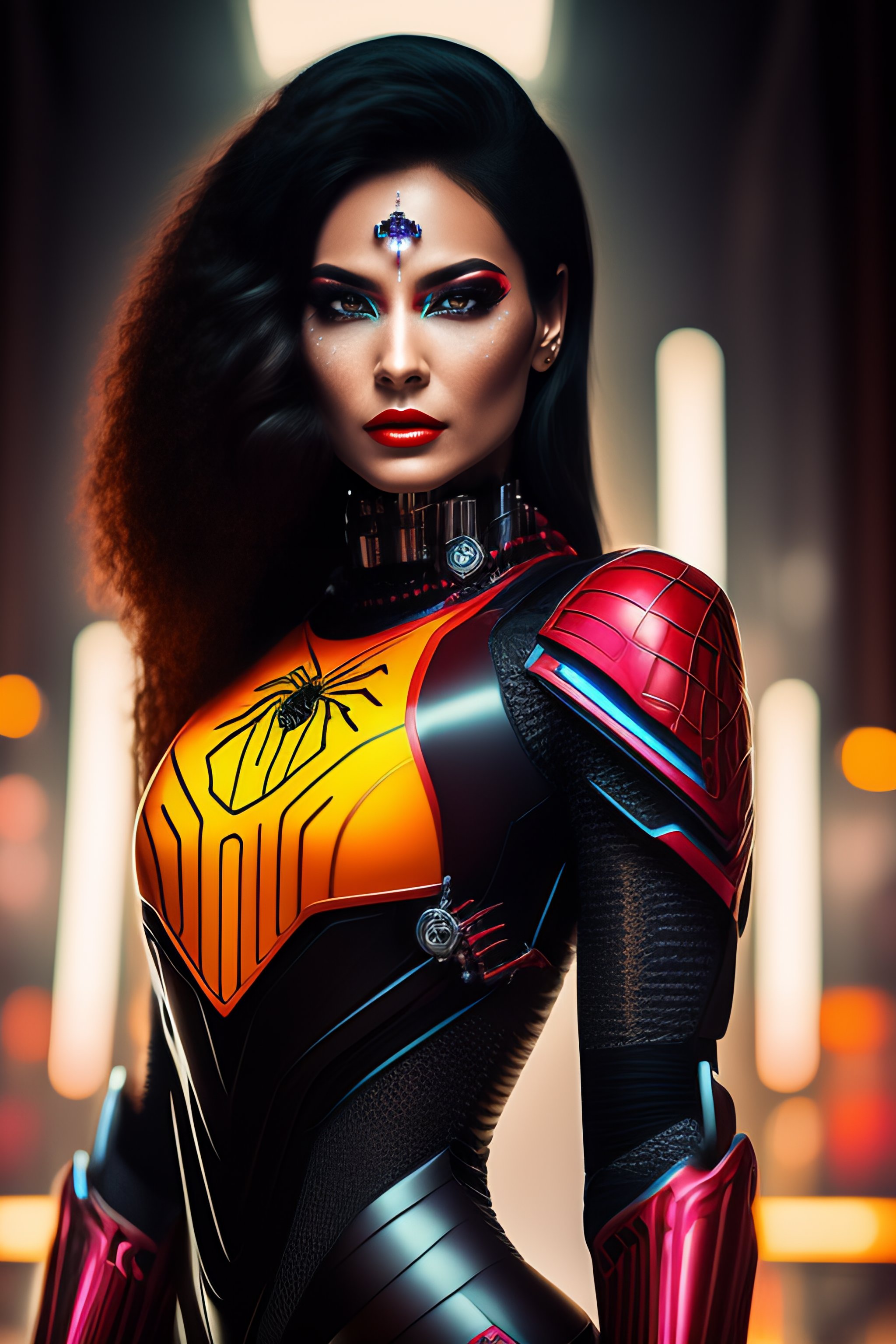 Lexica - Portrait of spiderwoman as a robot, cyberpunk machine, machine ...