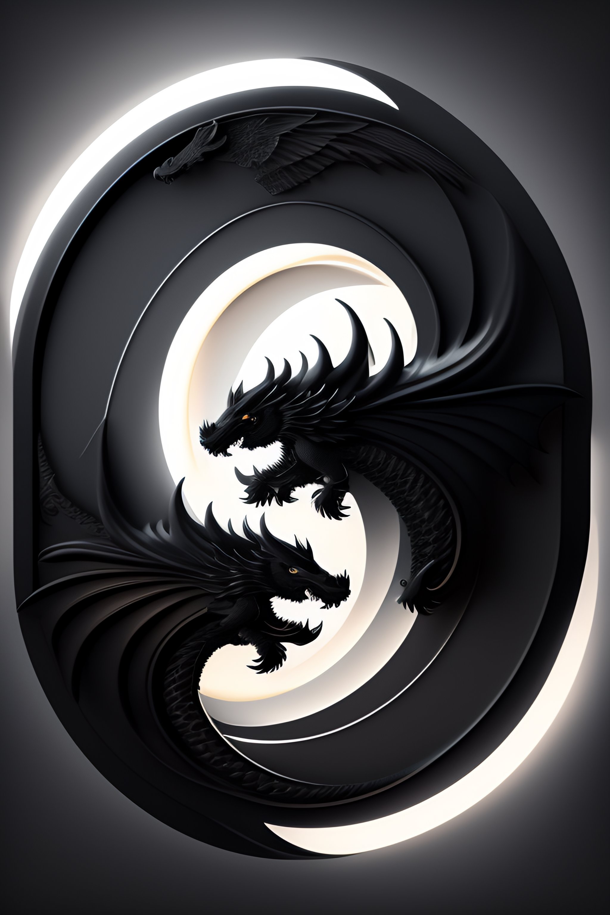 Lexica - A black dragon and a white dragon are flying making up the yin ...