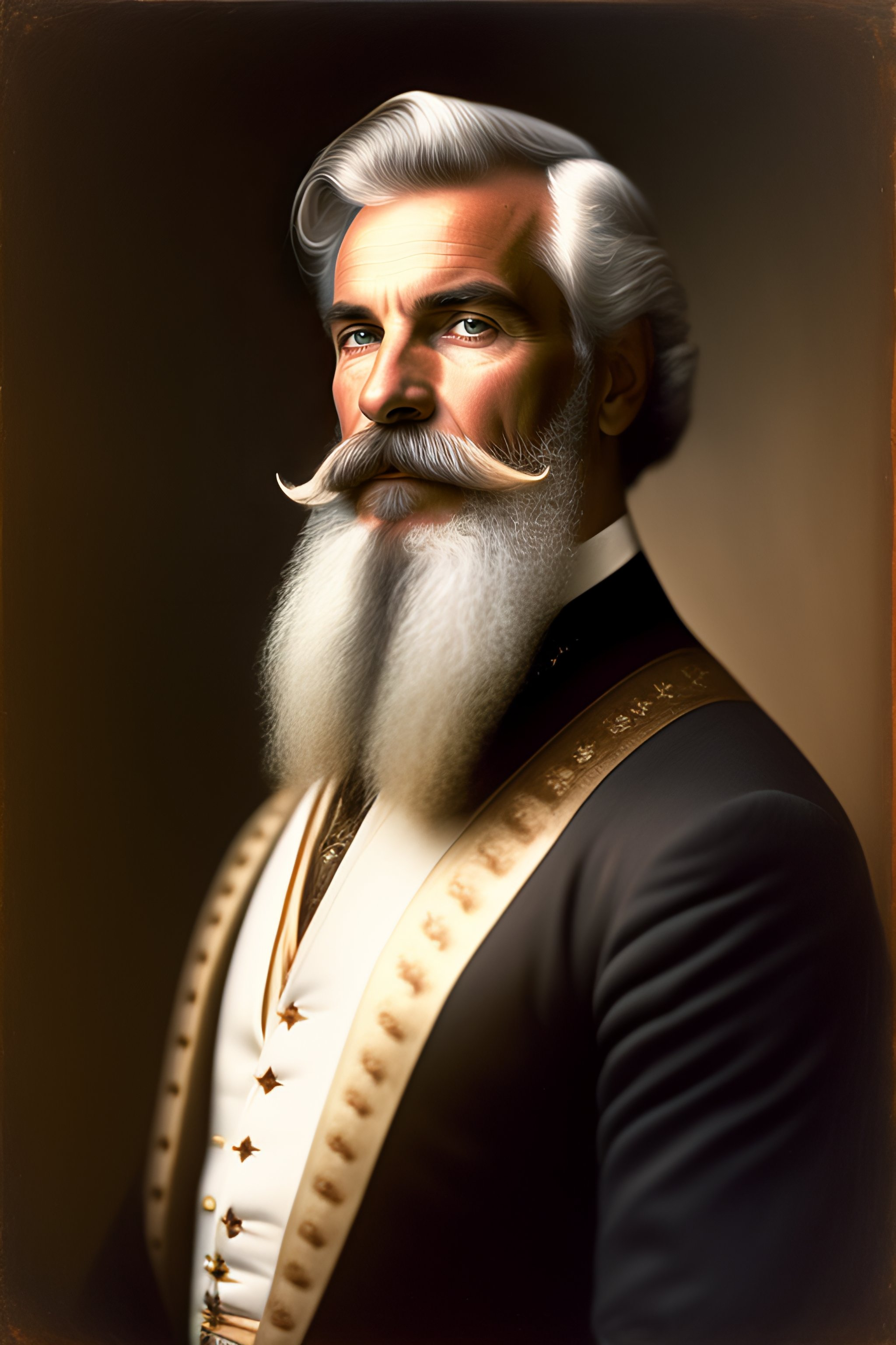 Lexica - Portrait of handsome young man with a long grey beard and ...