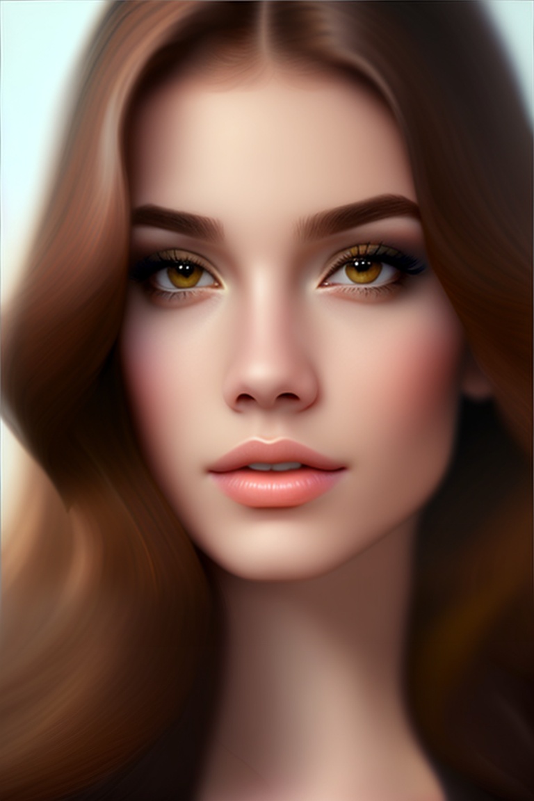 Lexica - A girl with small lips،and brown hair,oval face and doe eyes