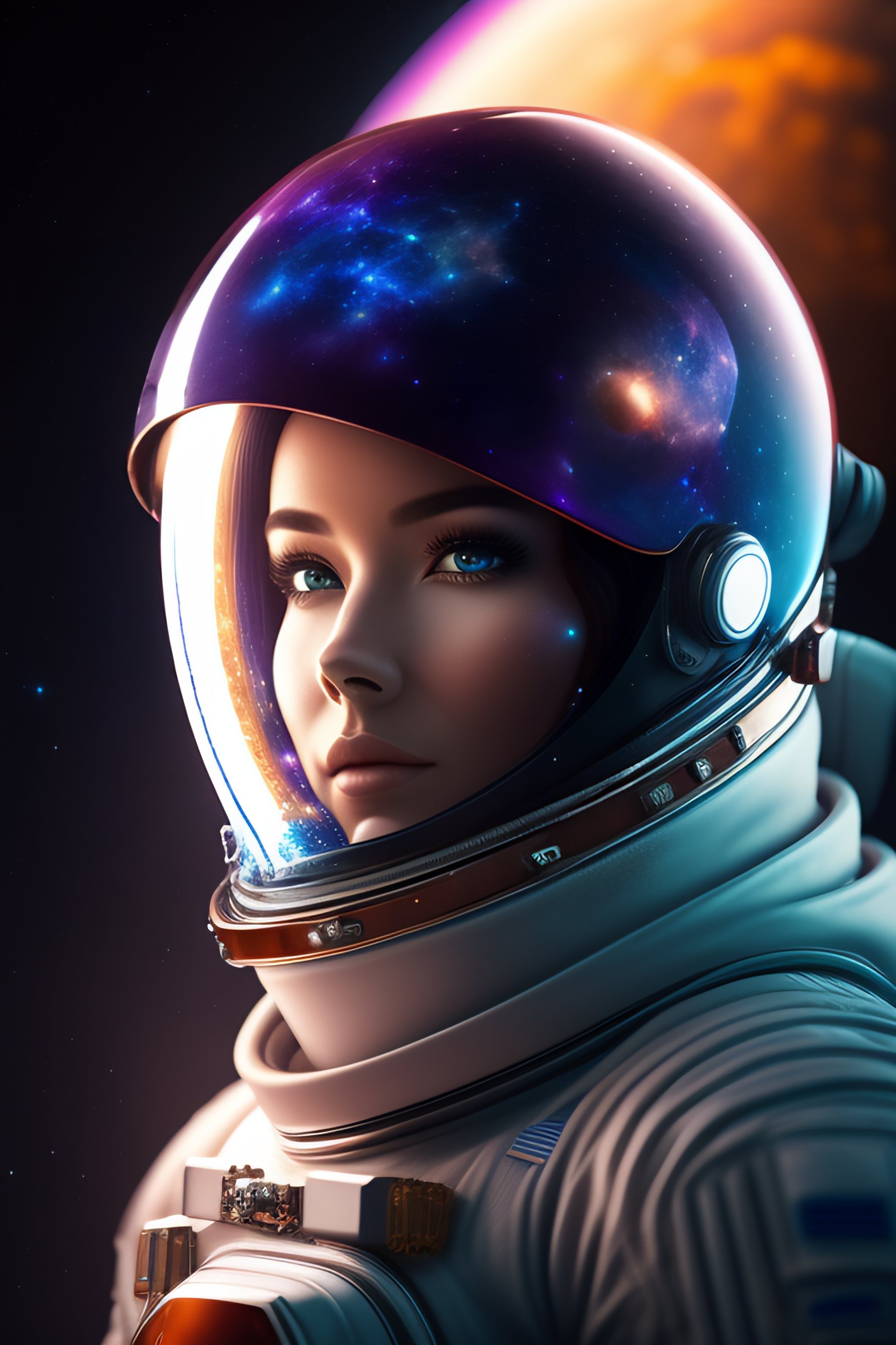 Lexica - An astronaut wearing a helmet with a galaxy in the background ...