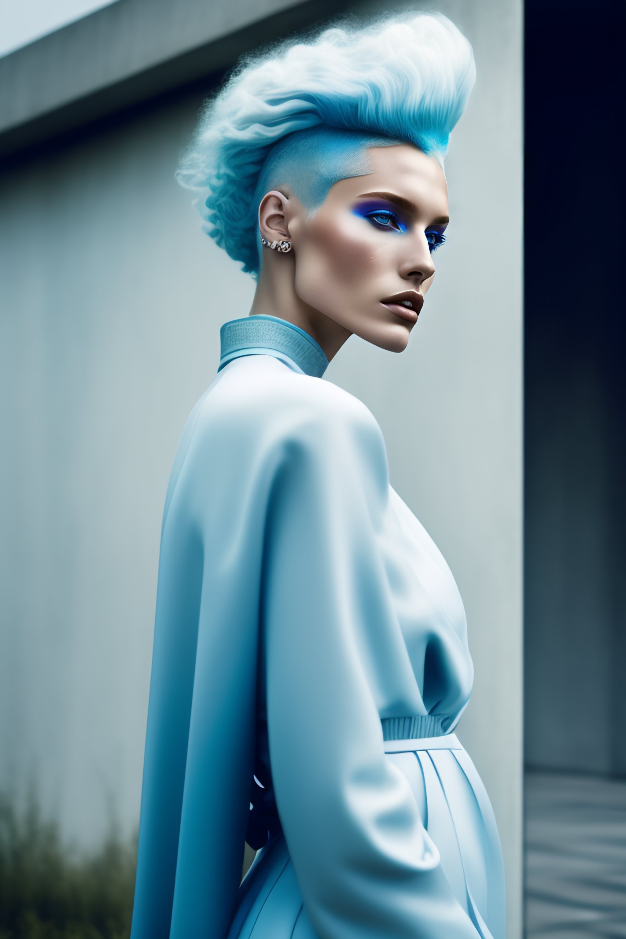 Lexica - Portrait of haute couture beautiful albino fashion model with ...