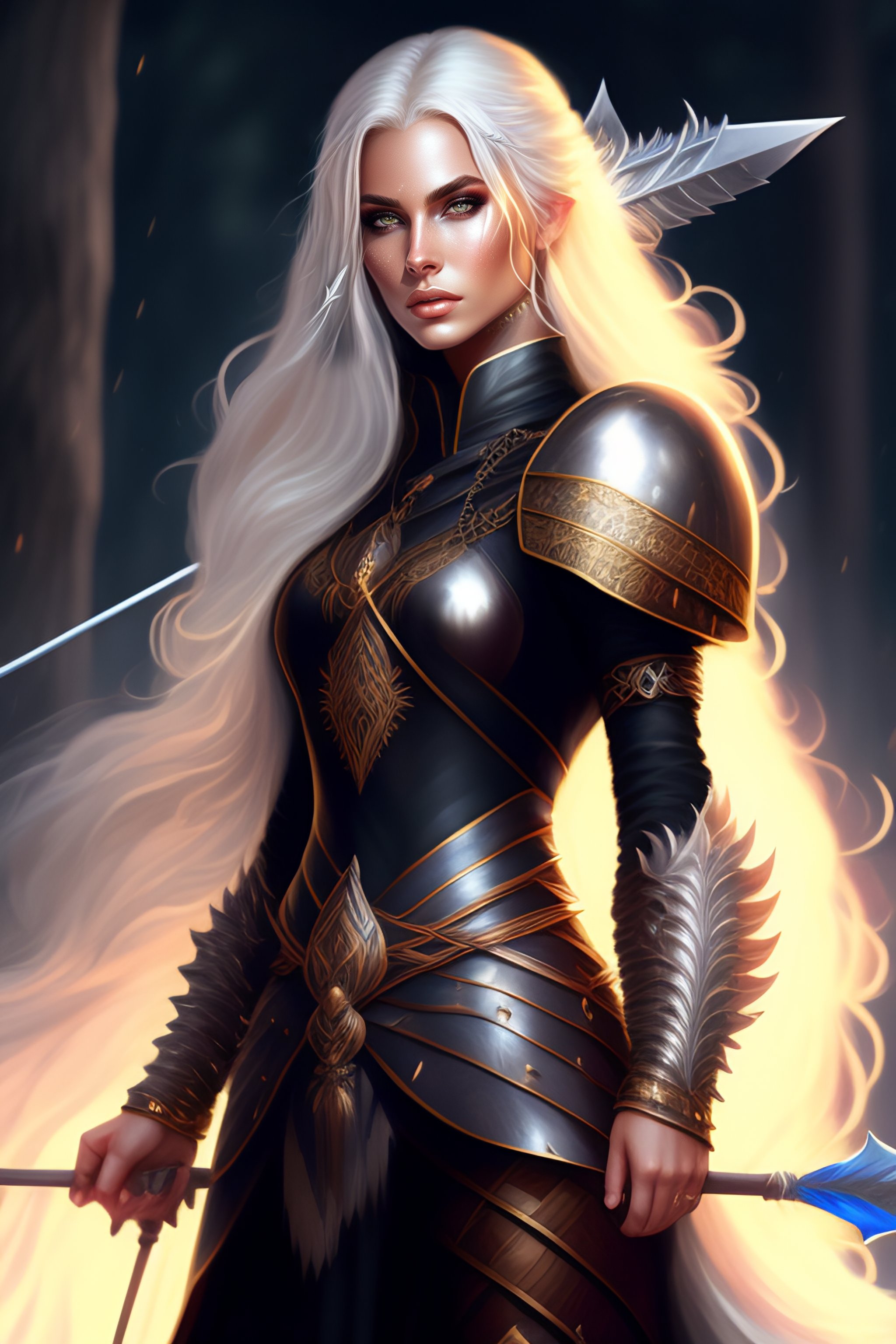 Lexica - Beautiful warrior woman, long platinum hair, royal, black ...