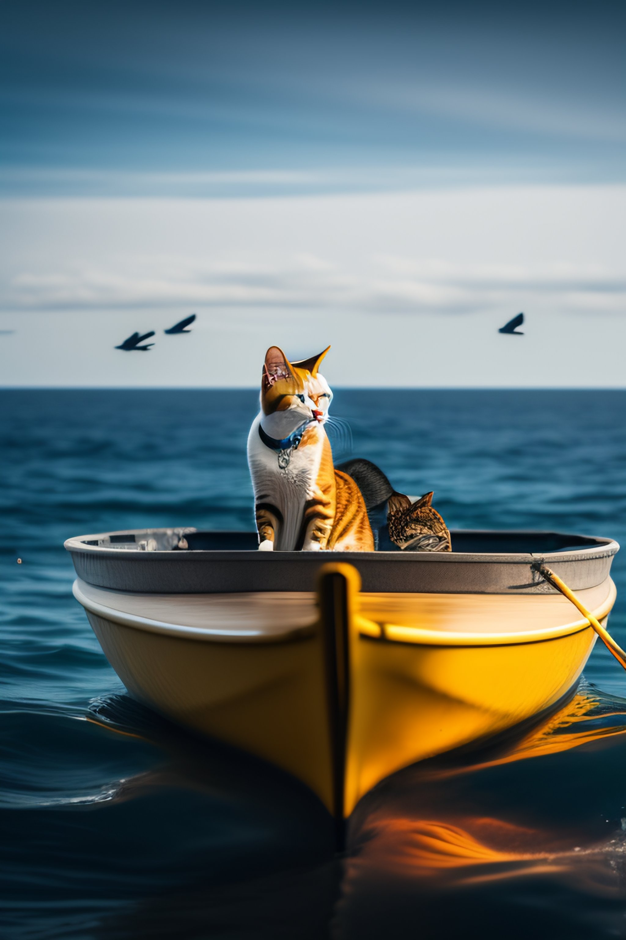 Lexica - A flying boat with a dog as the captain