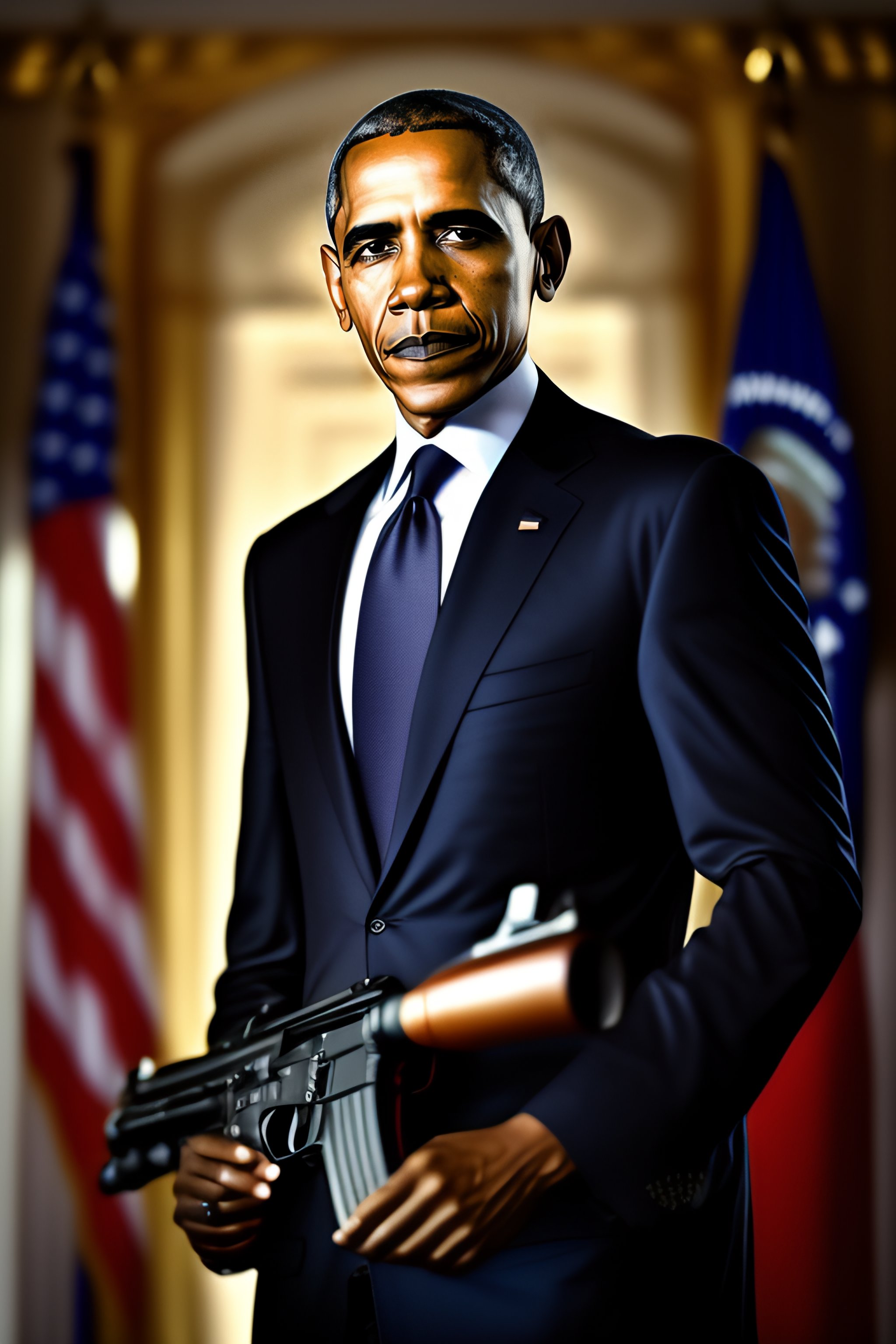 obama tiro pistola photoshop