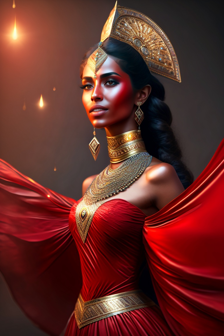 Lexica Full body realistic view of a morrocon woman in red egyptian