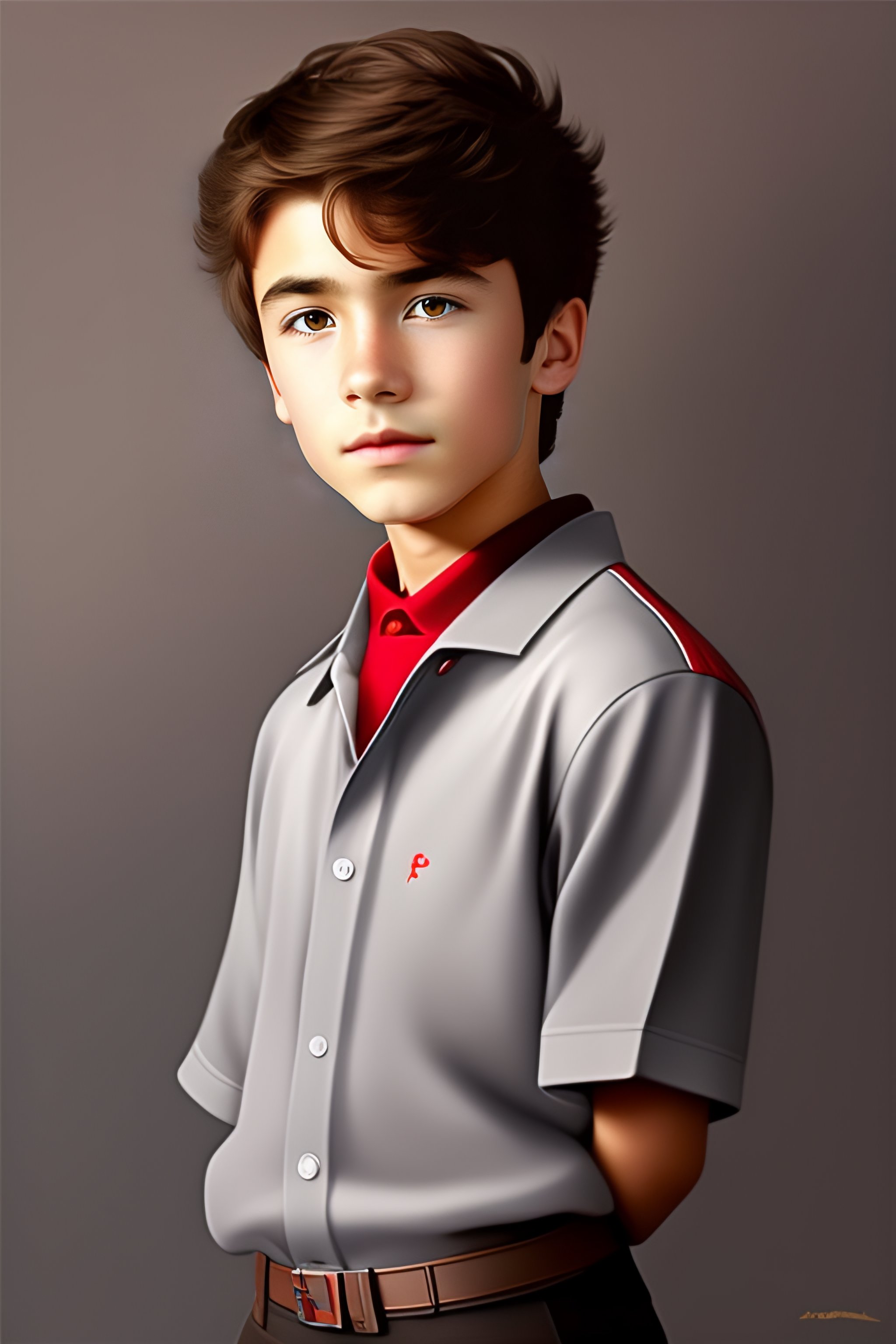 Lexica Portrait of a anime cartoon of a 12 year old boy with brown