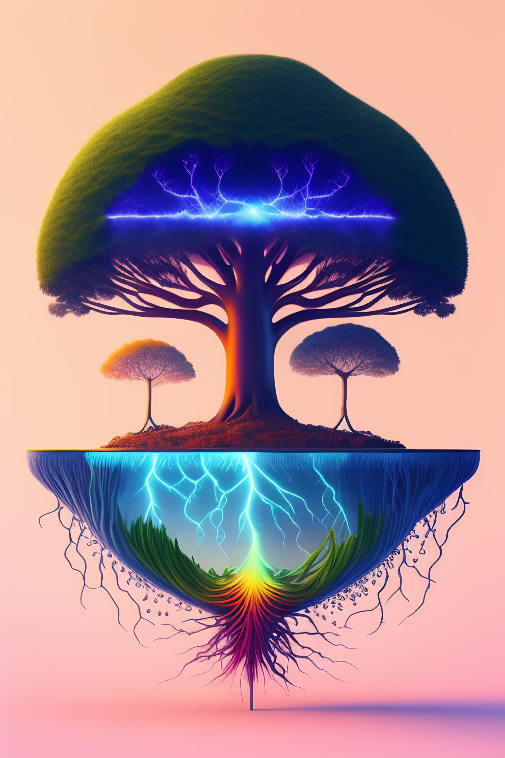 Lexica - Healthy power lightning tree roots heart fungi connected ...