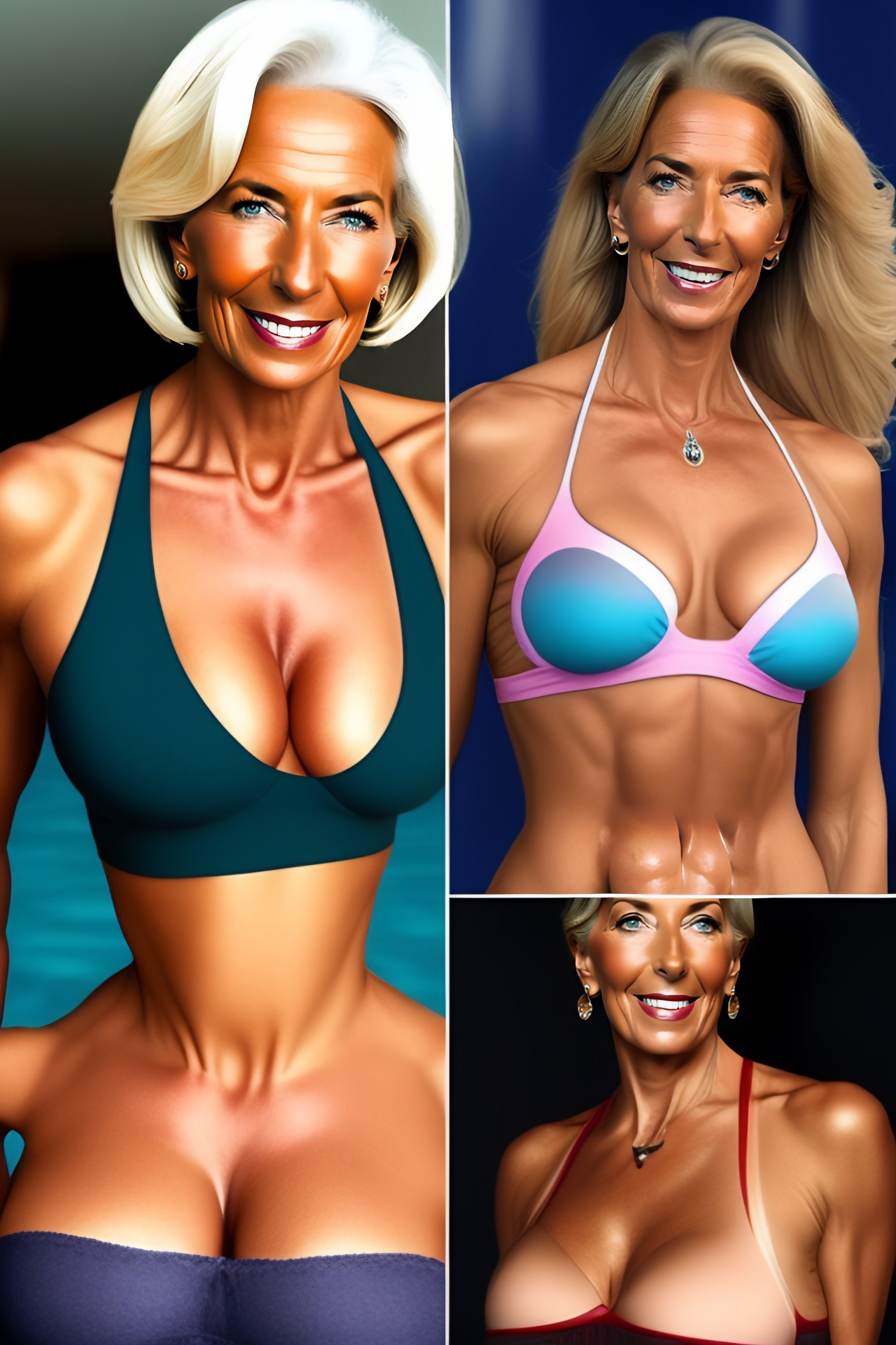 Lexica - Housewife 45yo Christine Lagarde, big attractive juggs, cutout  mini bikini, projects housing