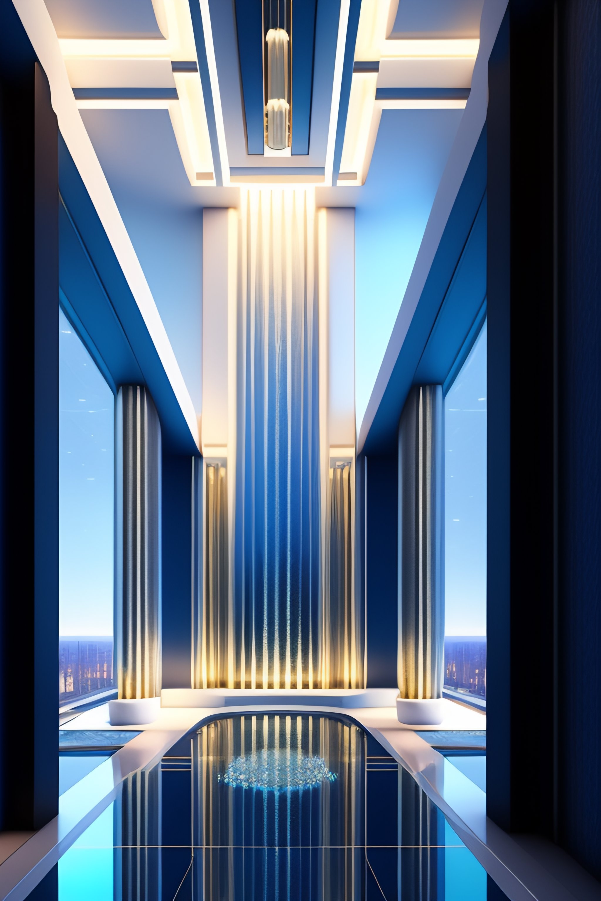 Lexica - Grandiose full height interior of futuristic hotel skyscraper ...