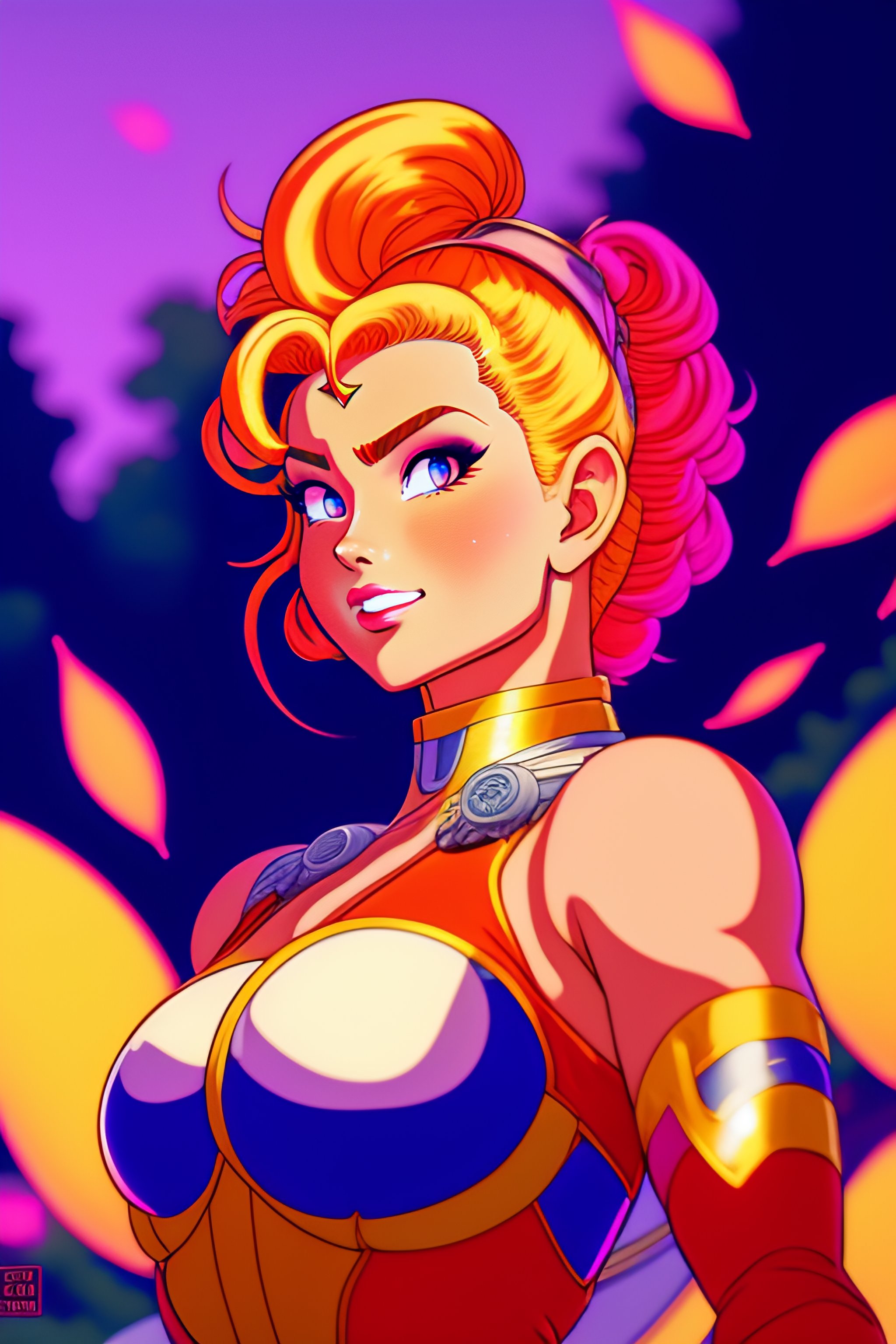 Lexica - Bulma in she-ra style. Falling leaves background; 200mm ...