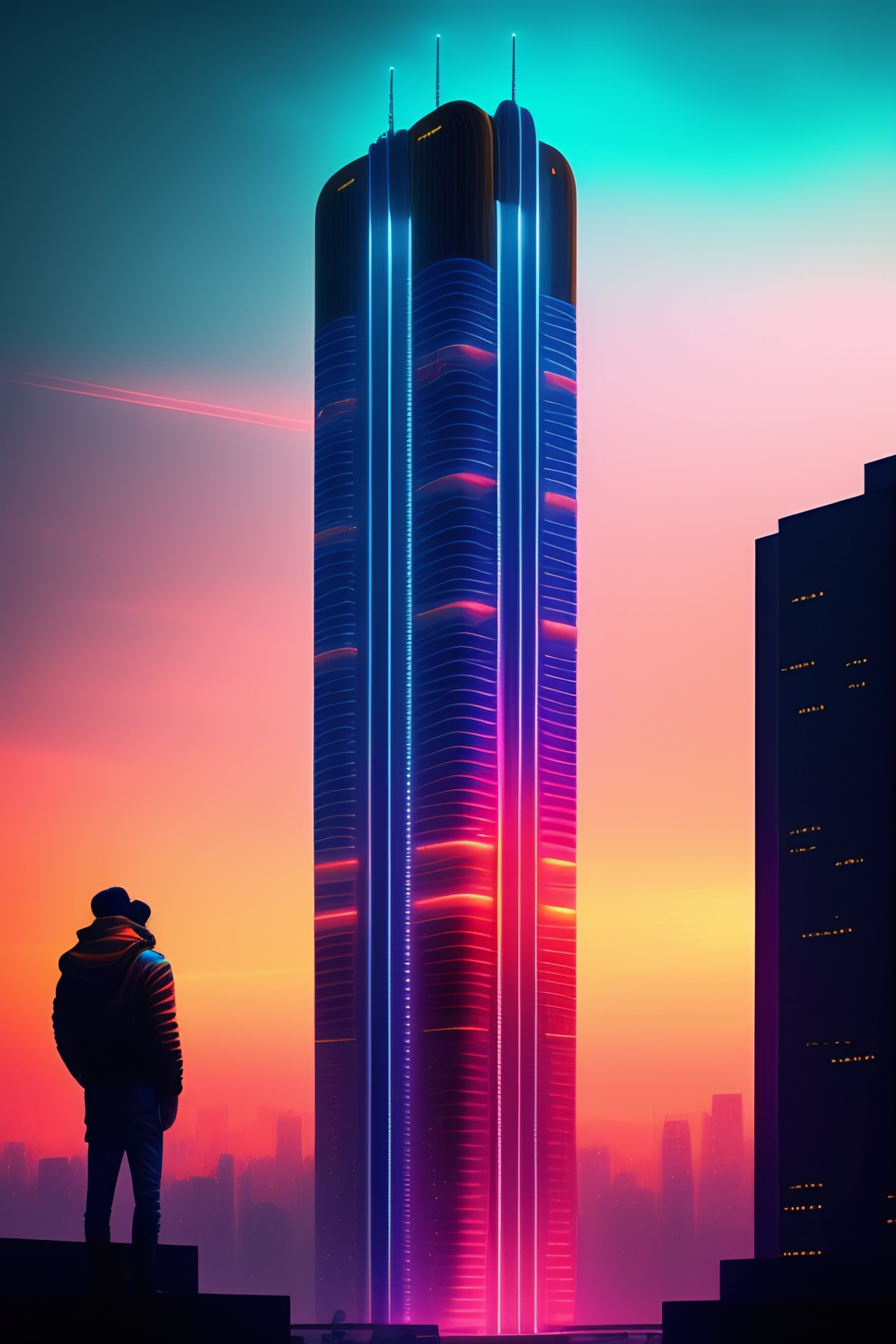 Lexica - High-rise futuristic buildings, bright neon signs, people ...
