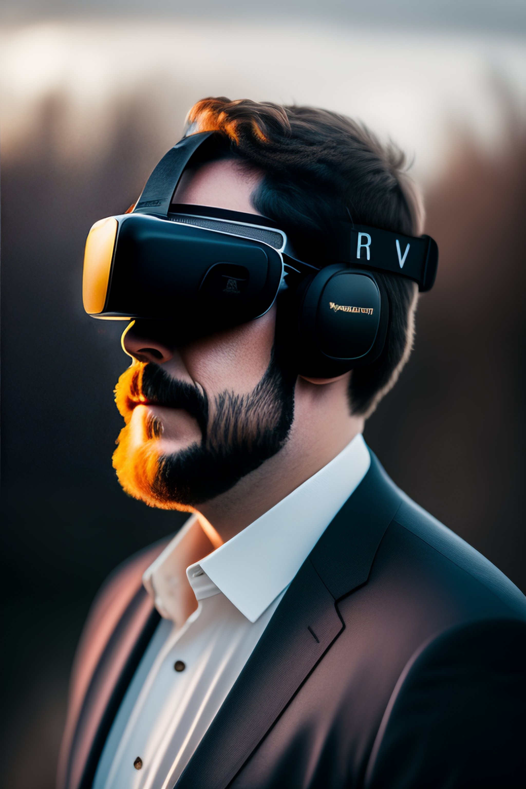 Lexica - Engraved Portrait of David Brewster wearing a VR headset