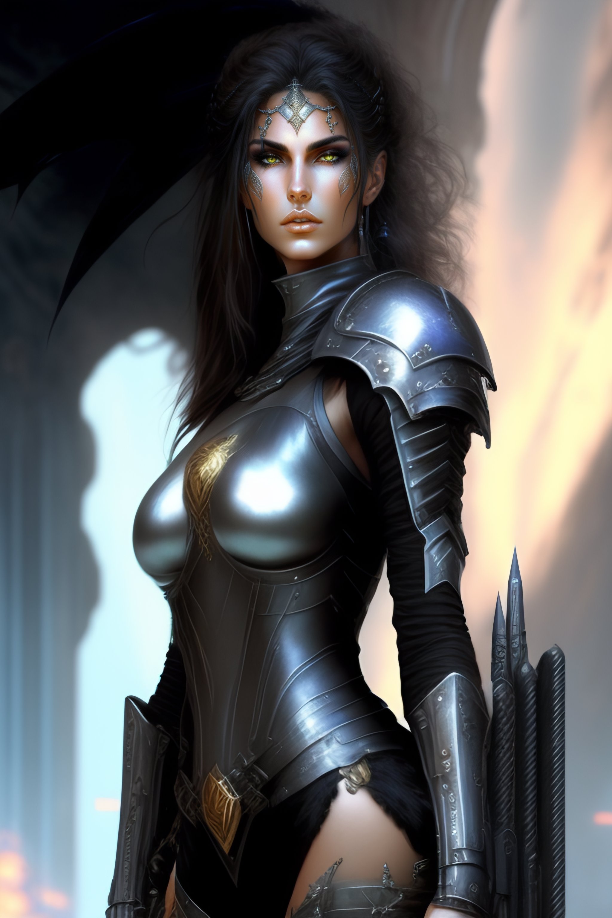 Lexica Female Inquisitor Wearing Power Armour By Luis Royo