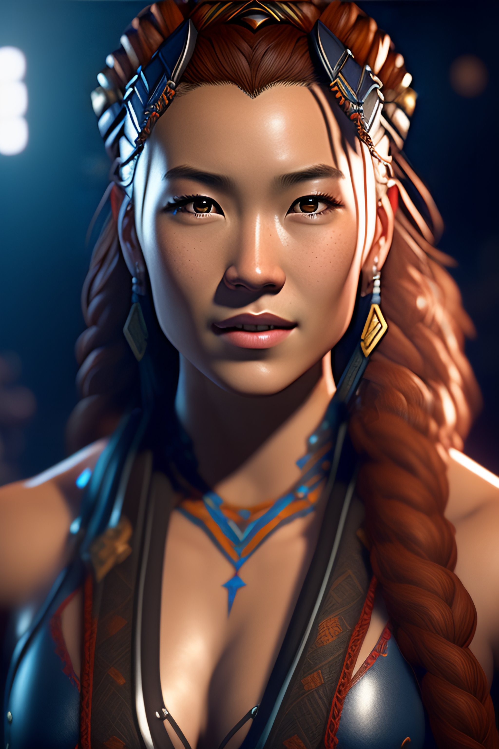 Lexica Zero Dawn Protagonist Aloy In A Bikini Pretty Face Muscular