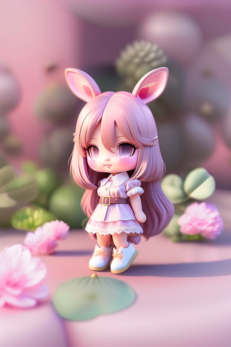Lexica - Cute rabbit girl with two long ears, long hair, wearing a ...
