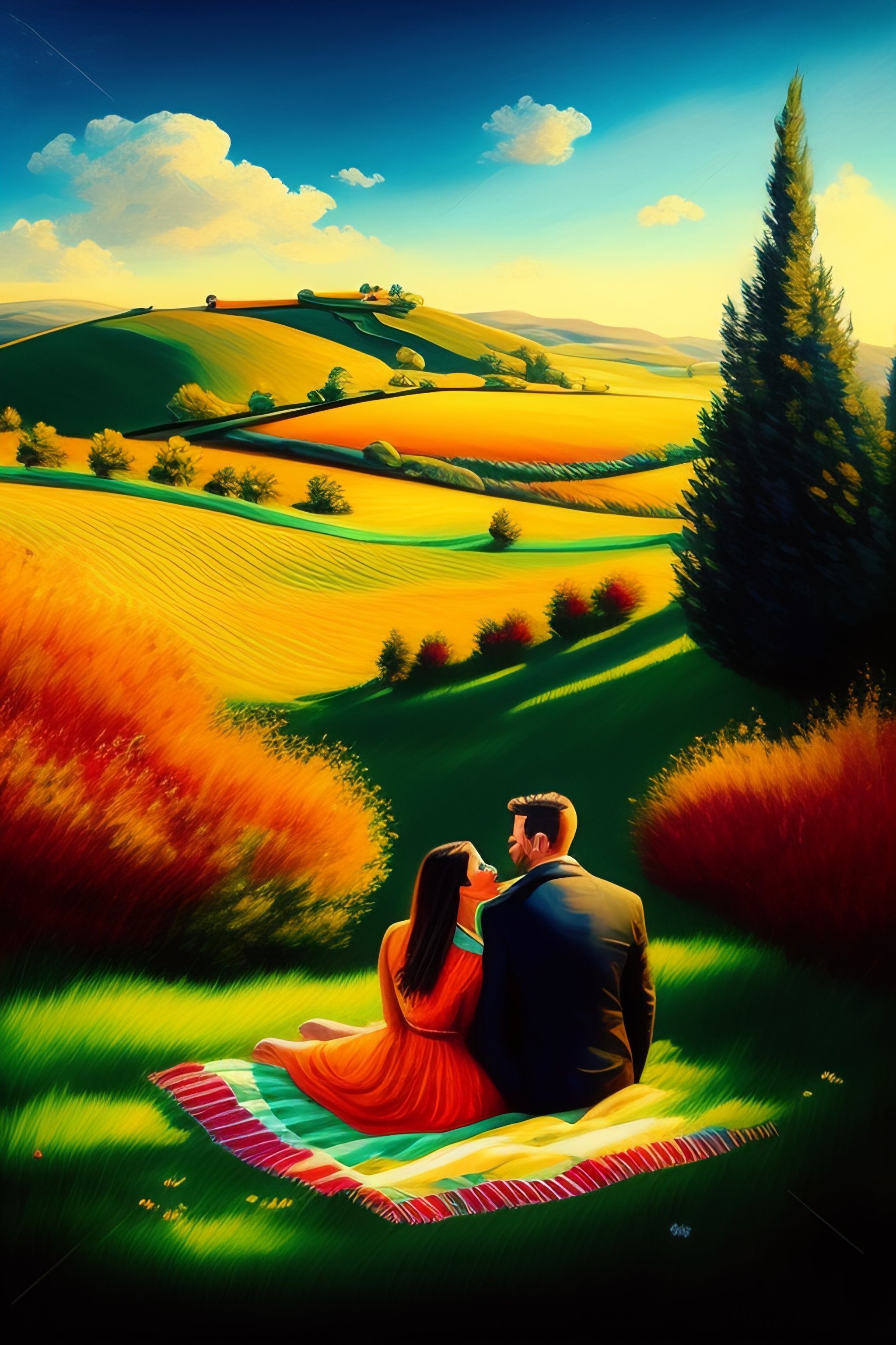 Lexica - Create a painting in the style of Van Gogh that shows a couple ...