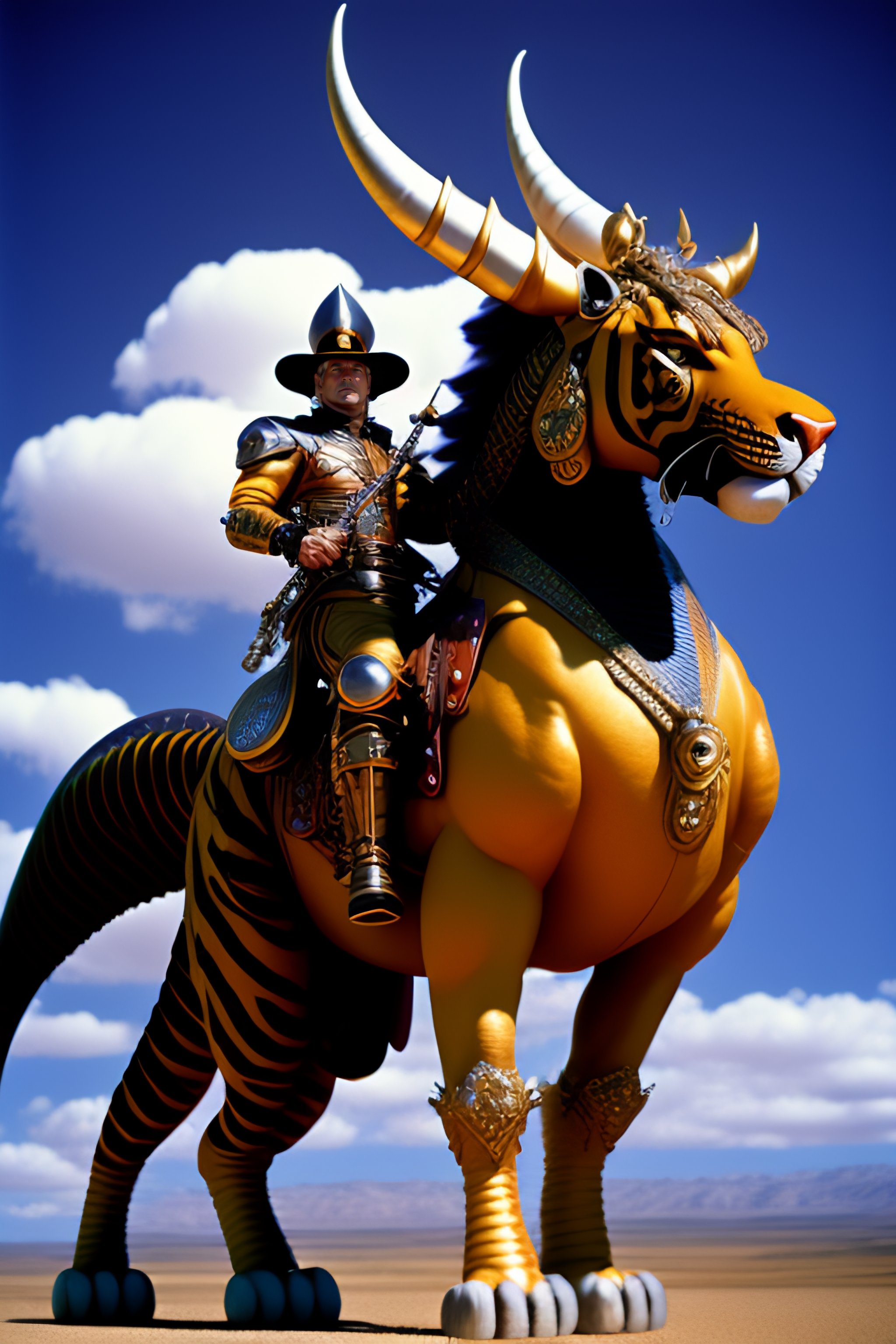 Lexica - A man riding on the back of a tiger, inspired by Rodney ...