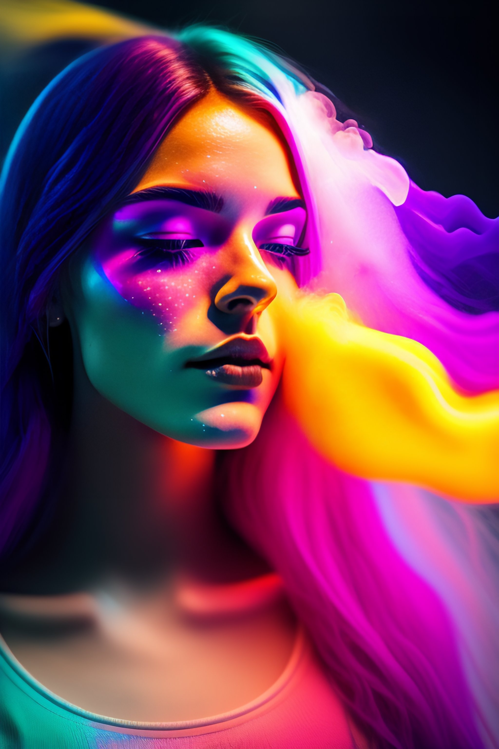 Lexica - LSD, goth girl, colorful light glipses, particle smoke, xtreme ...