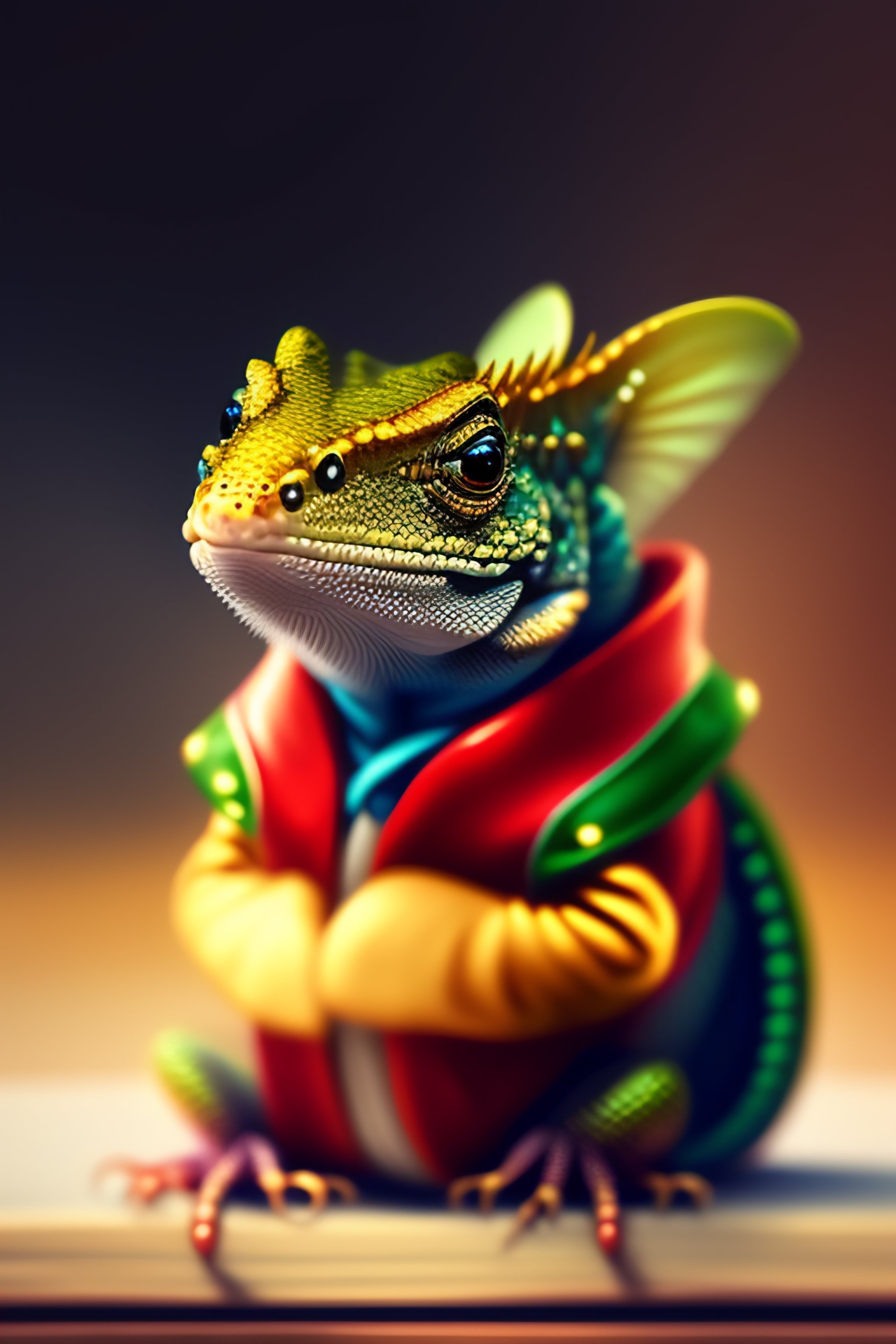 Lexica - A stern-looking baby lizard dressed as a librarian, digital art