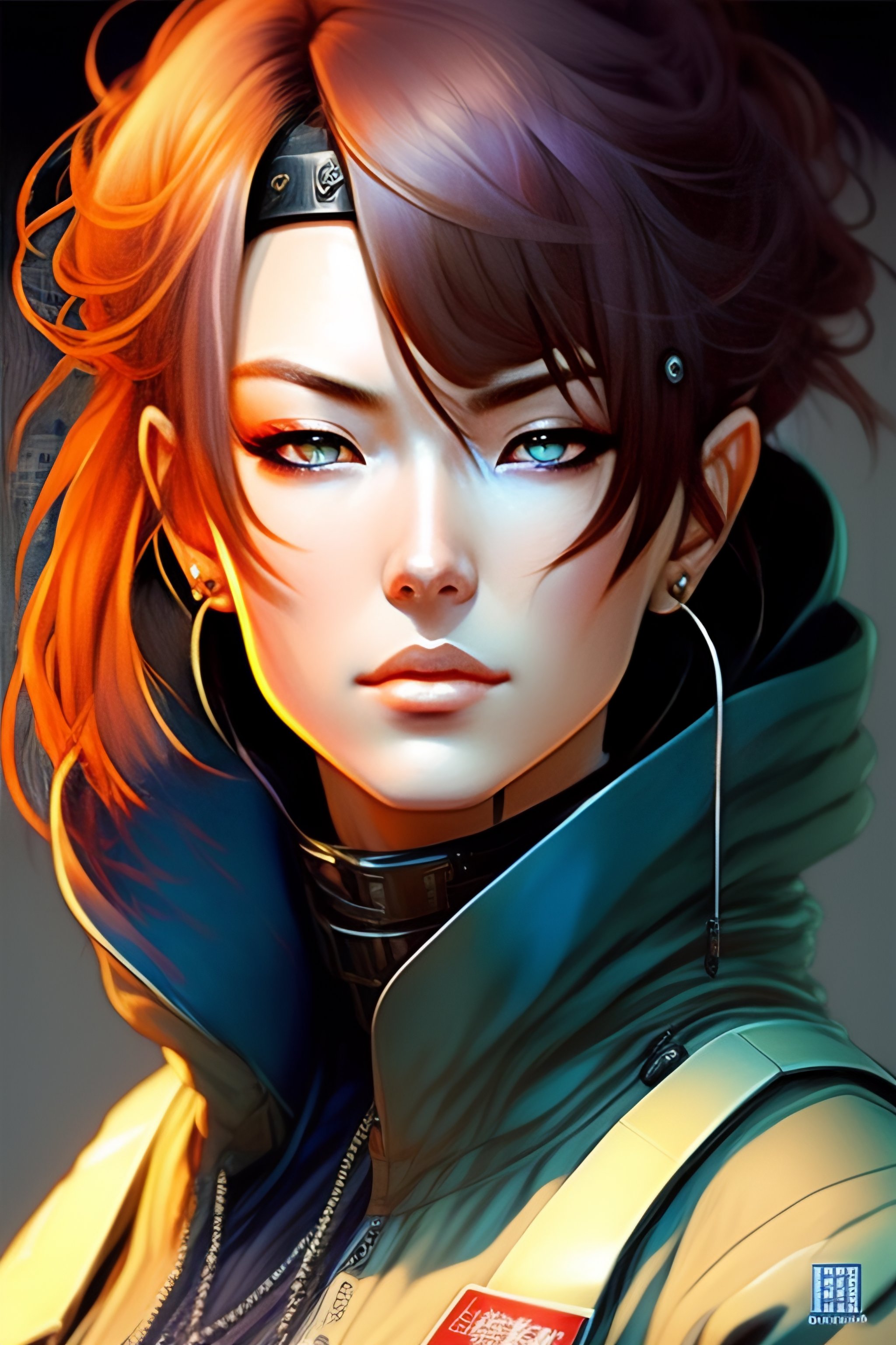 Lexica - Anime cyberpunk polish woman with light brown short hair, deep ...