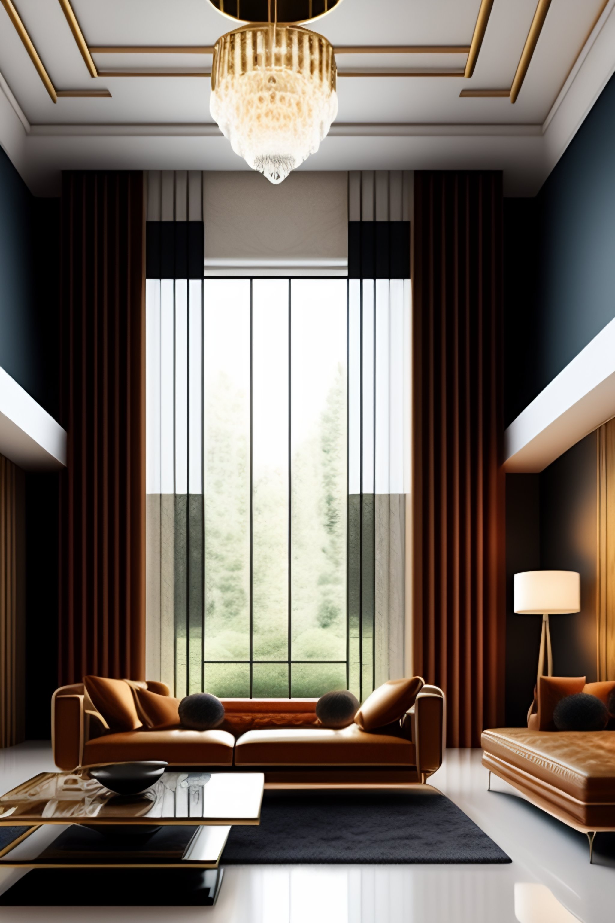 Lexica - Hyeper realistic living room art deco style intrincate big ...