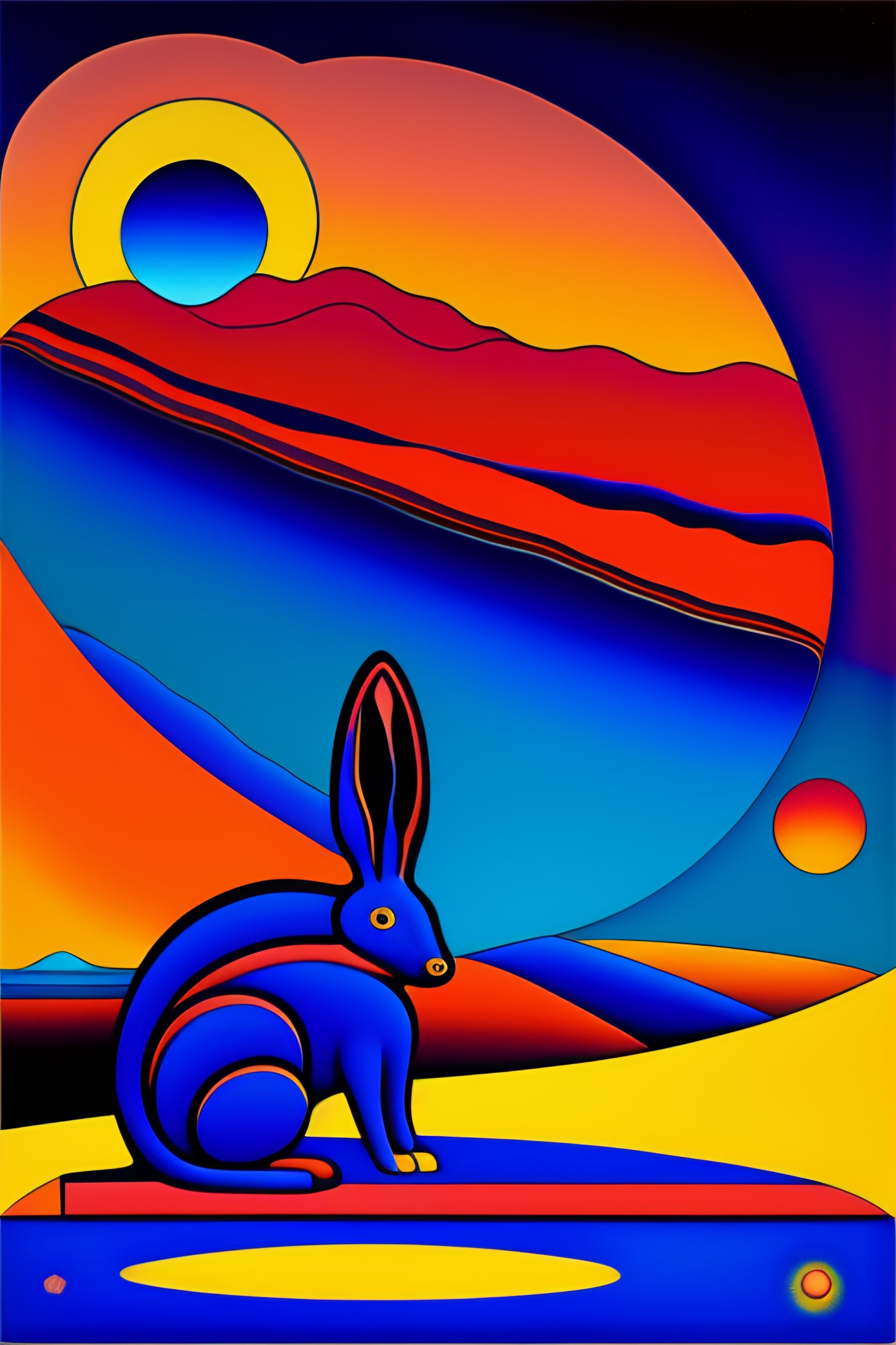 Lexica - Blue rabbit on mars, kandinsky