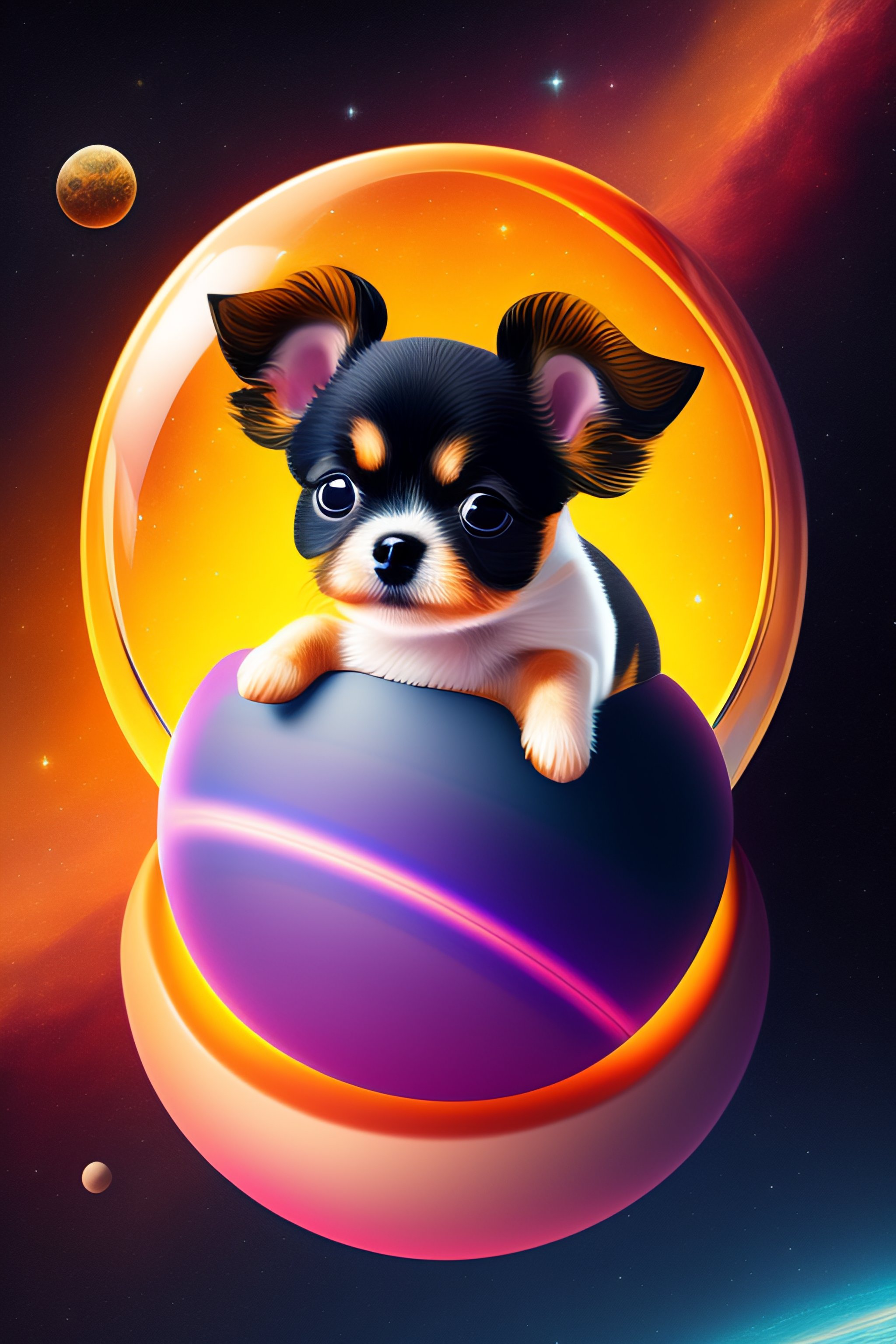 lexica-cute-illustration-of-a-tiny-dog-in-space-minimal