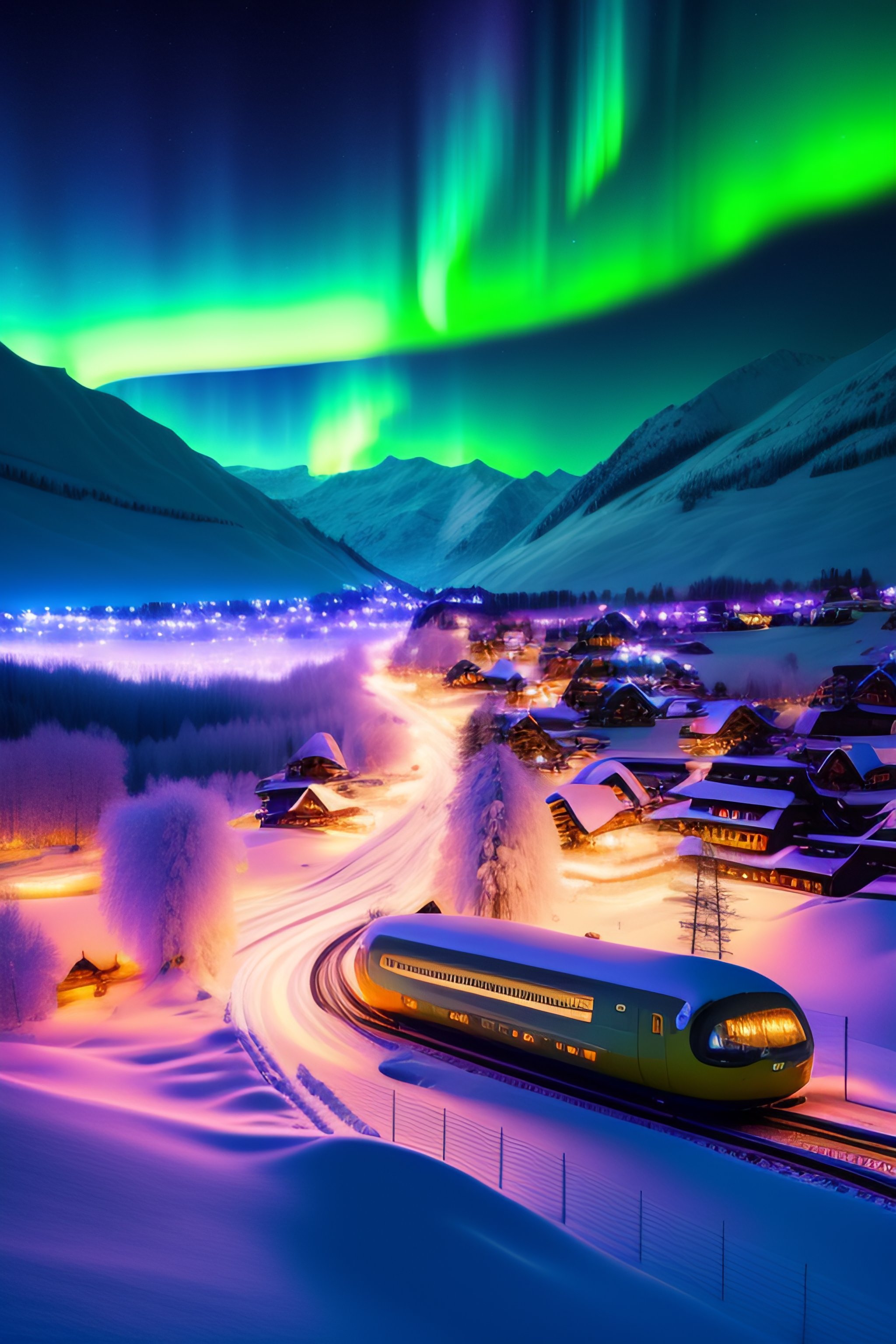 Lexica - The thick snow covered swiss town , the sky is starry , the ...