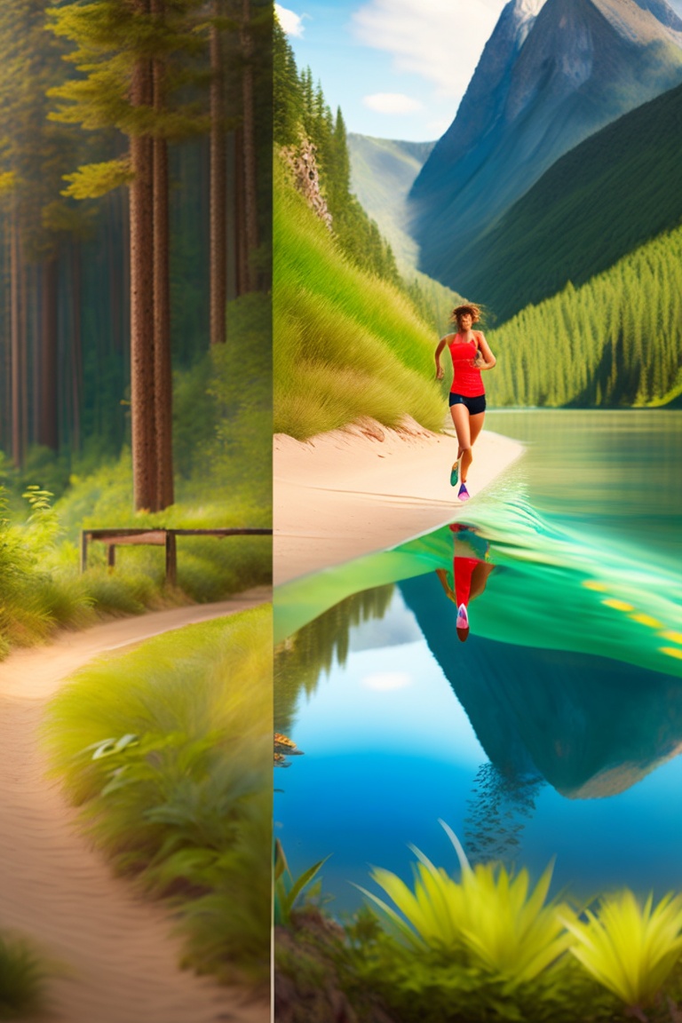 Lexica - A split image where the left side showcases a pristine natural ...