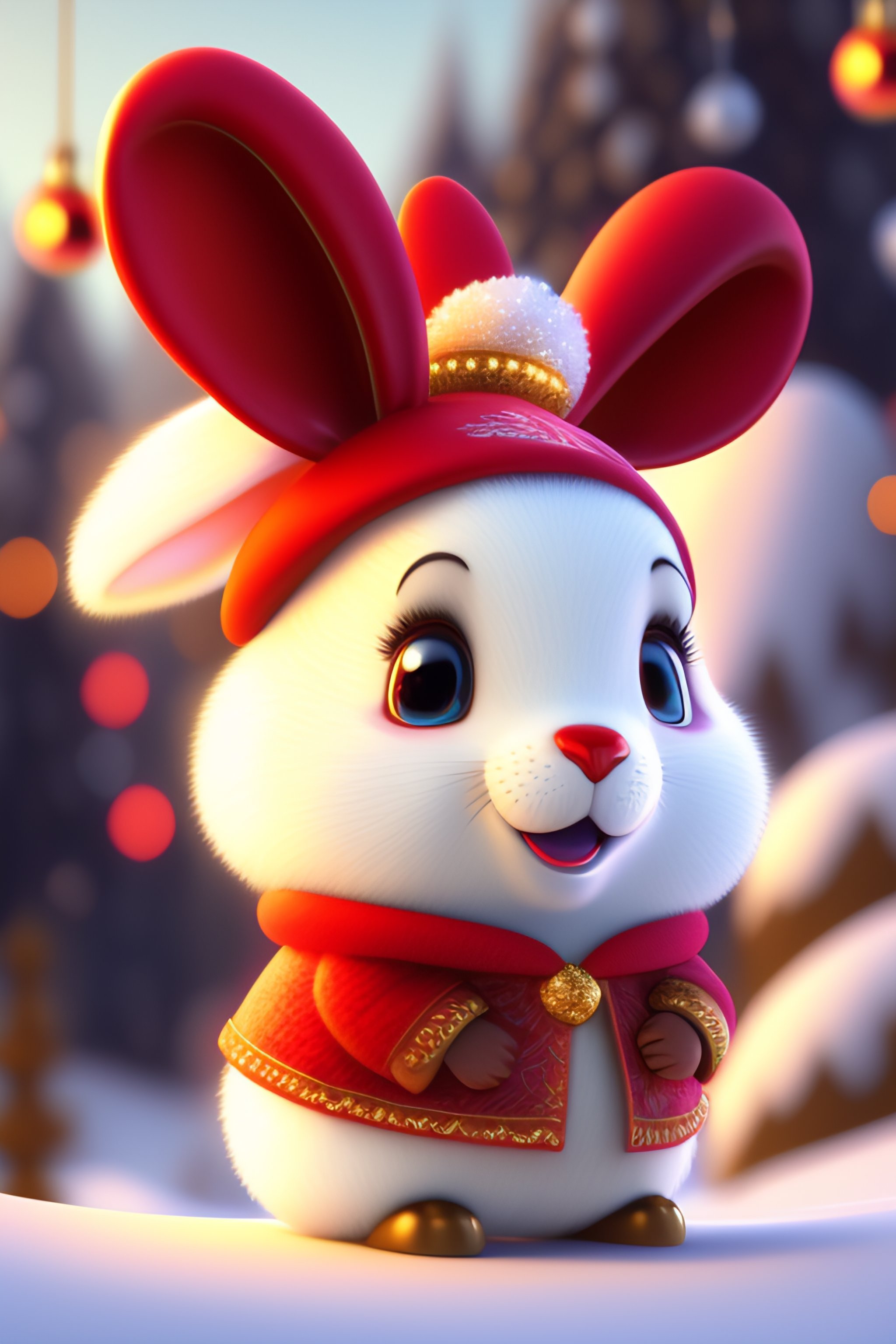 Lexica - Pixar style,a super cute and happy white fairy rabbit ,Singing ...