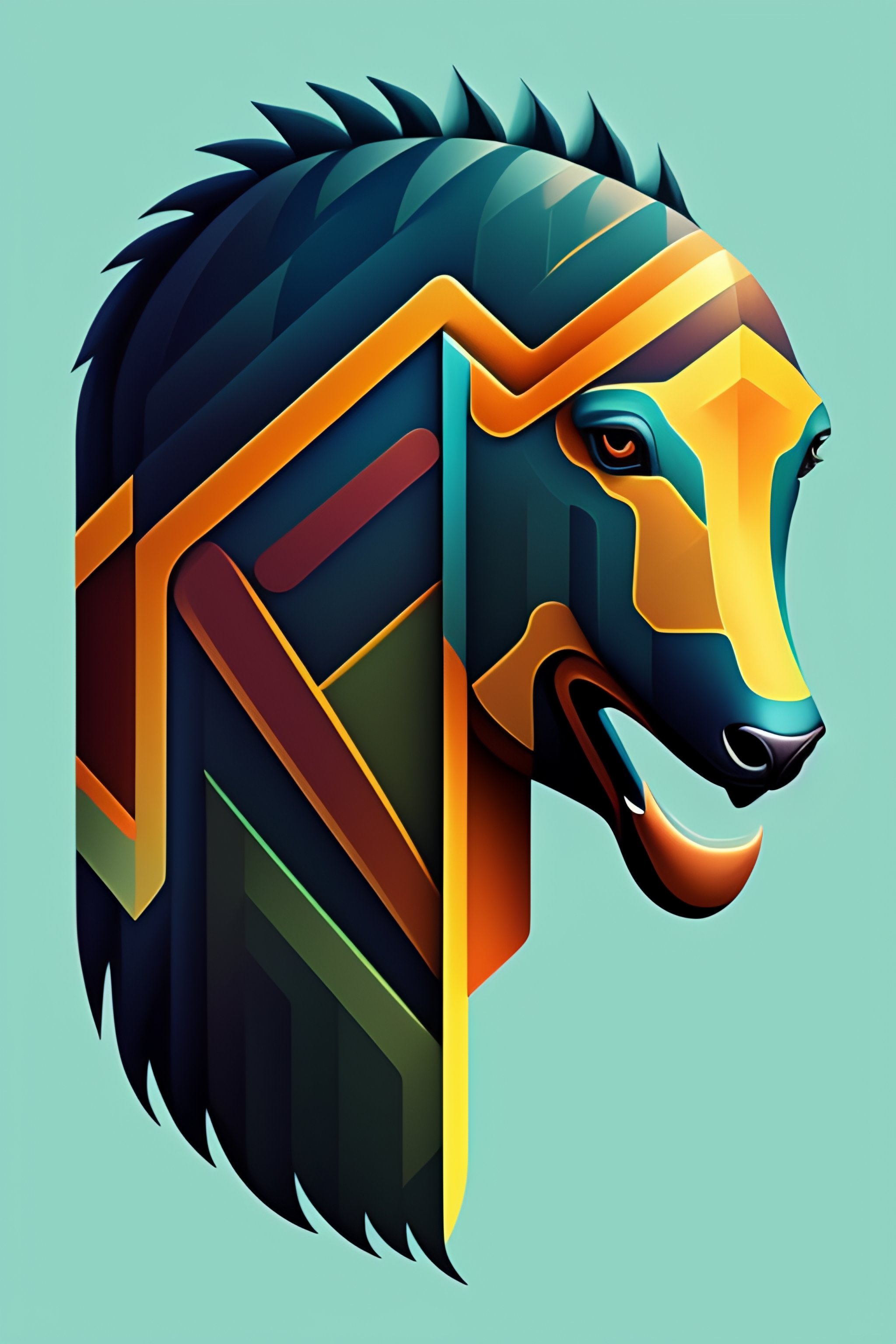 Lexica - Make a 2d monogram of a friendly barracuda head. geometric style