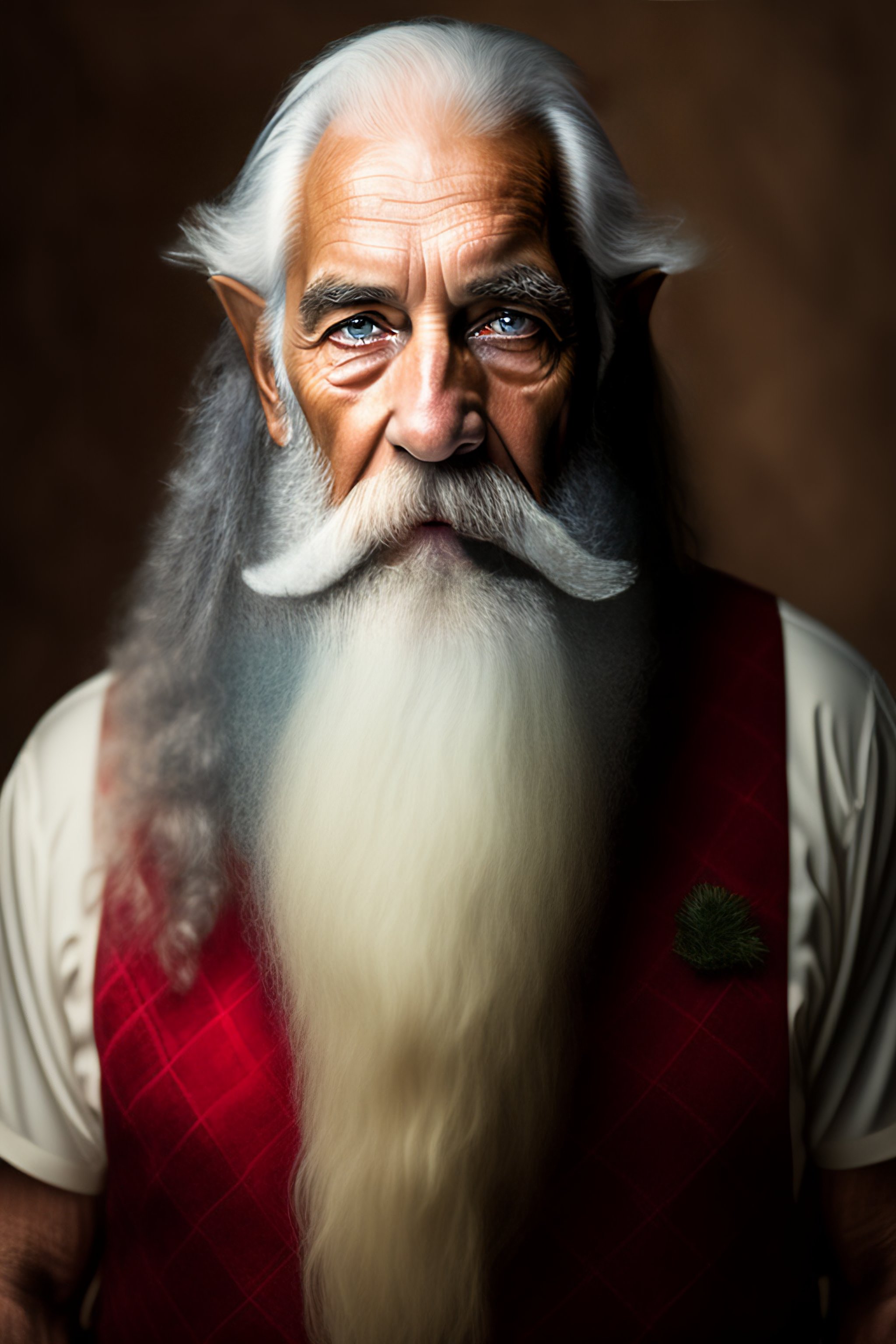 Lexica - Old aged half man half woman elf with huge beard portrait