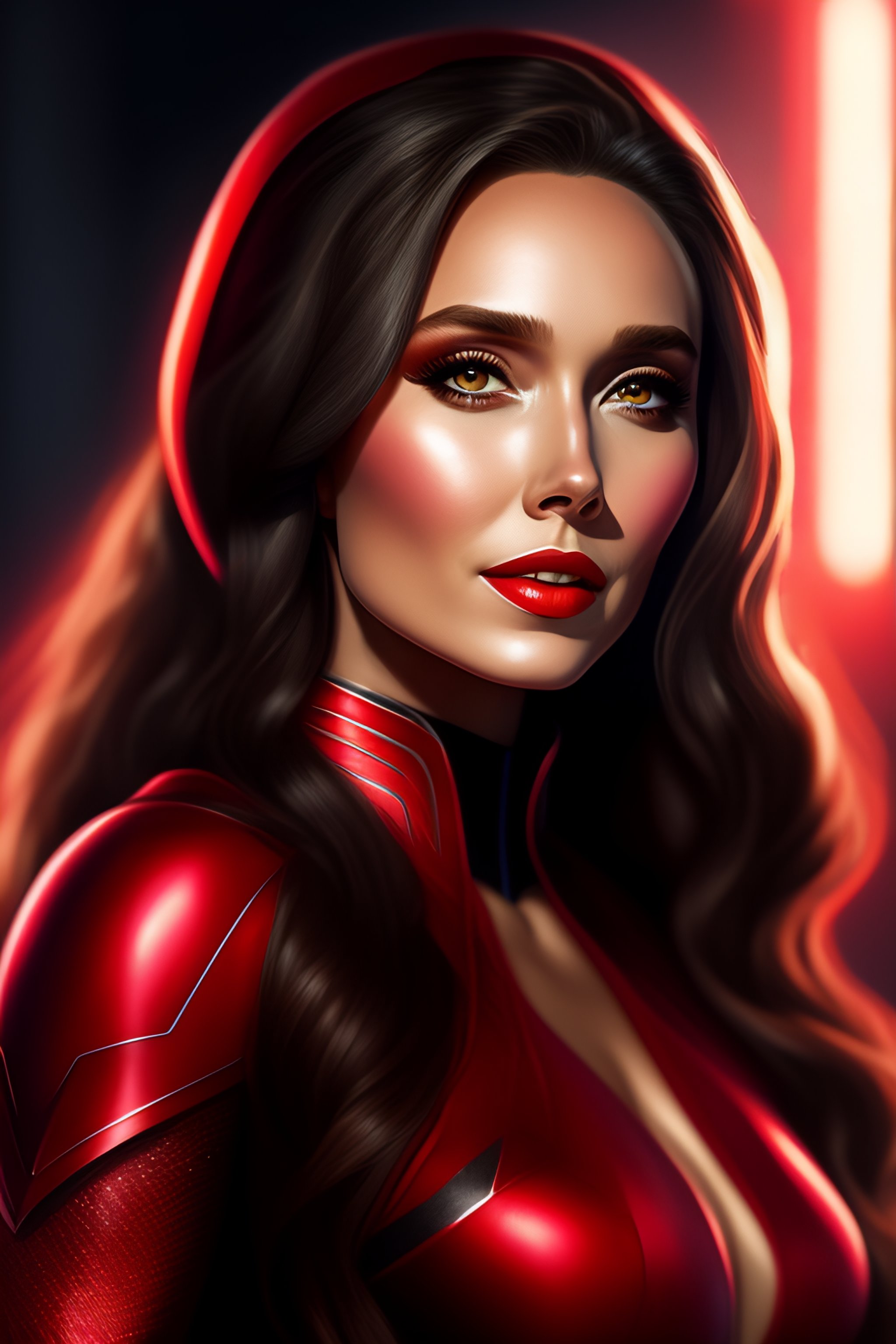 Lexica Full Body Portrait Of Venom As Scarlet Witch Elizabeth Olsen Dynamic Lighting 