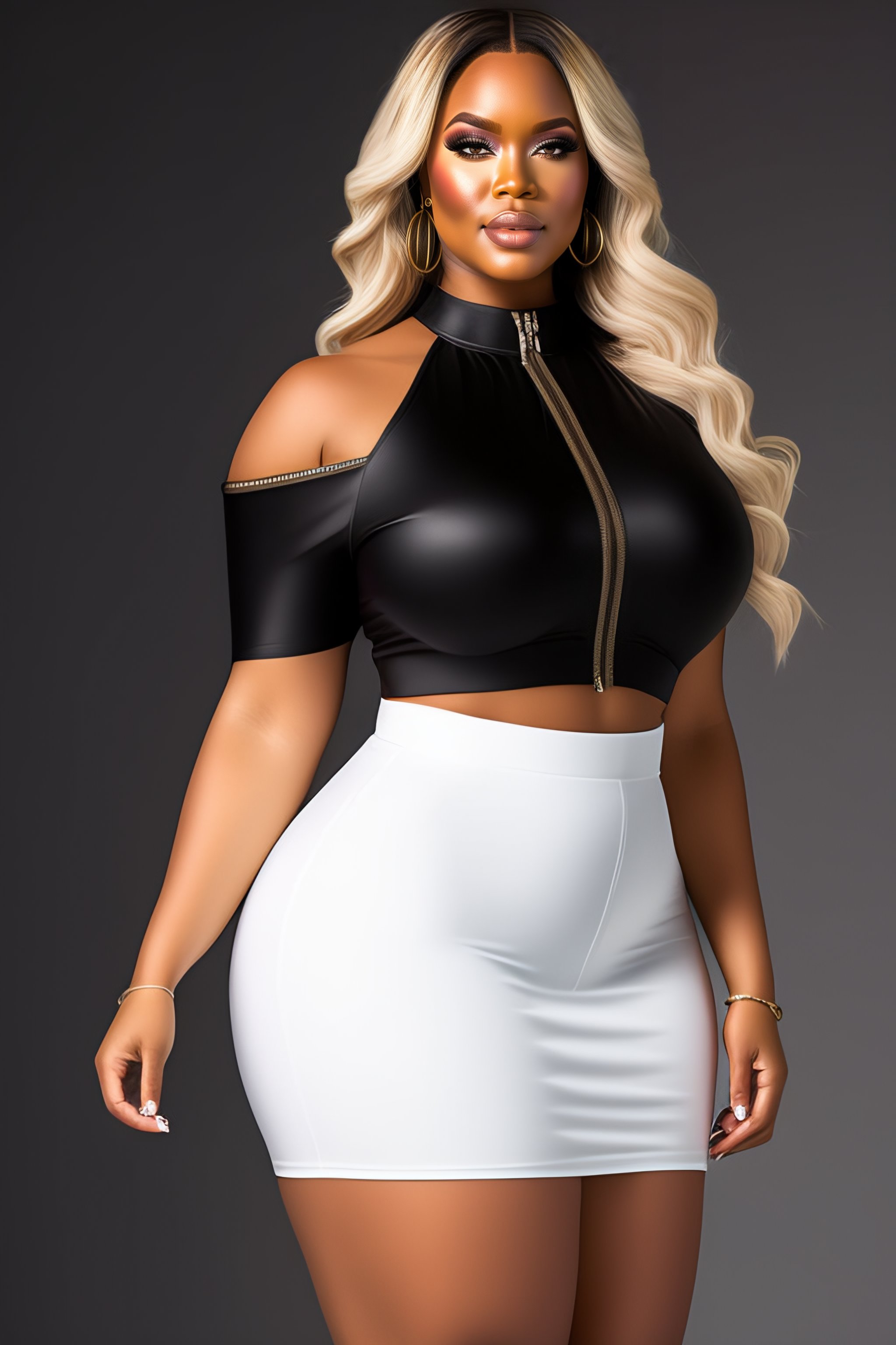 Lexica - plus size model white skin woman rainbow