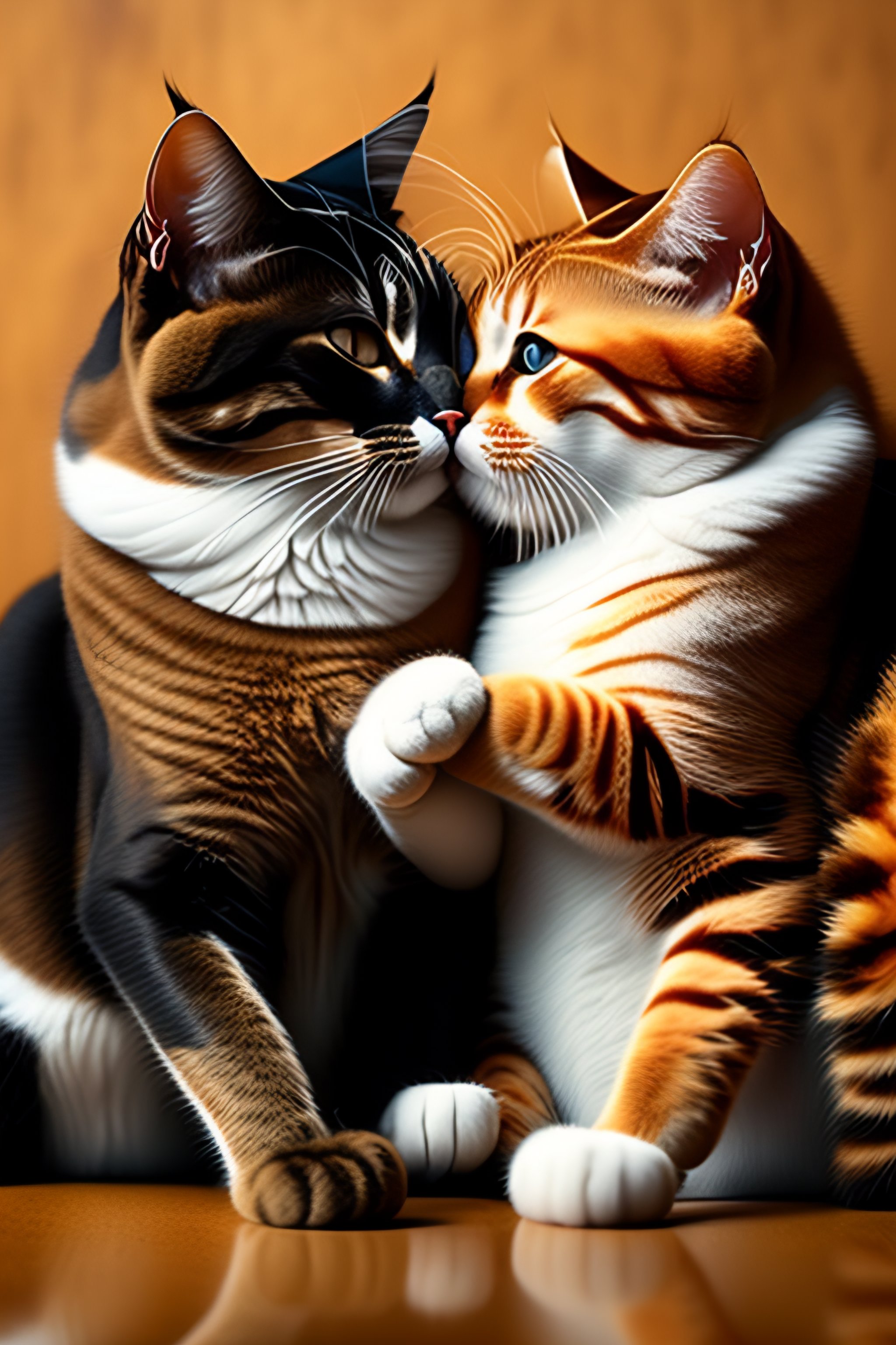 two cats kissing cartoon