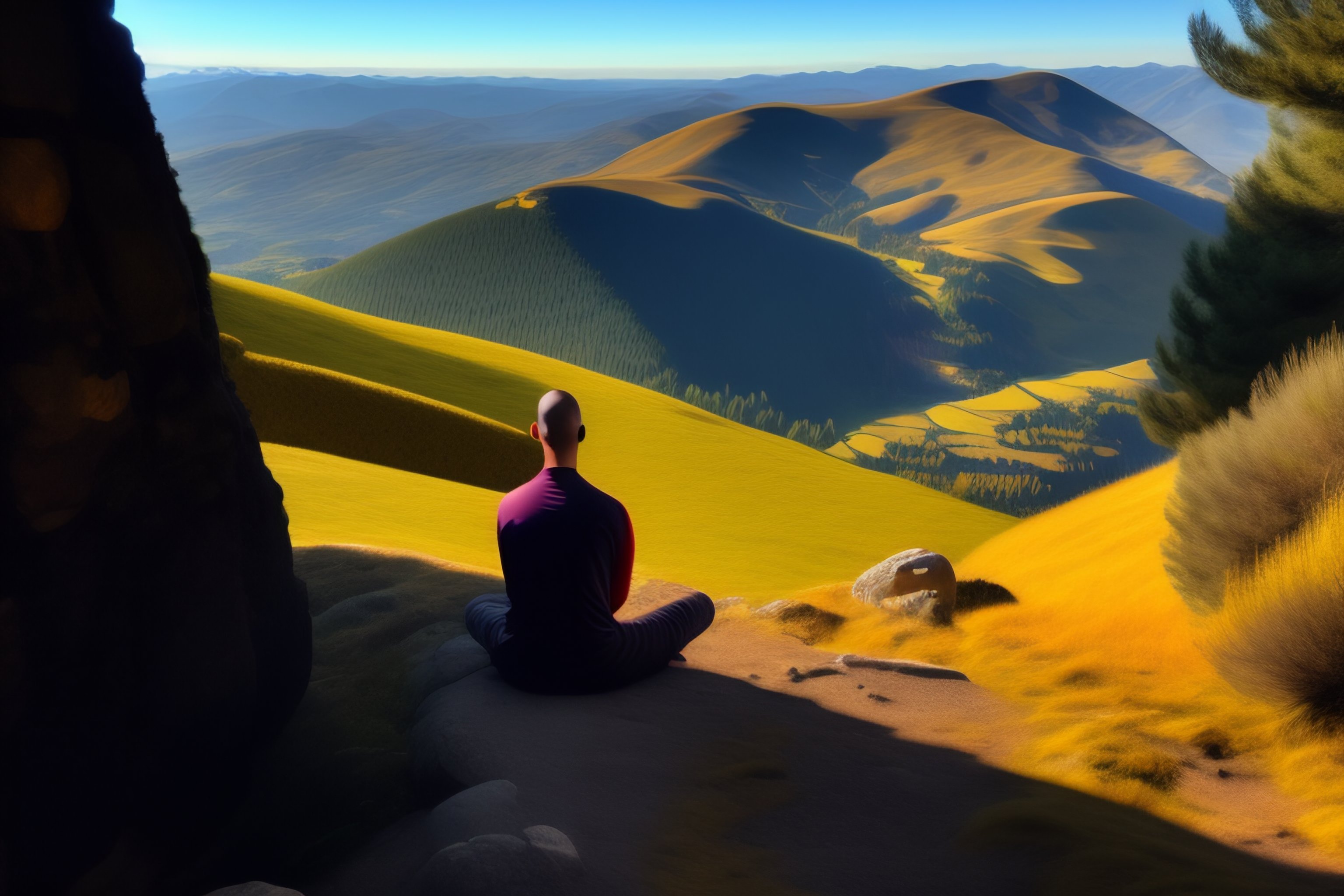 Lexica - Monk meditation, sun, mountatins